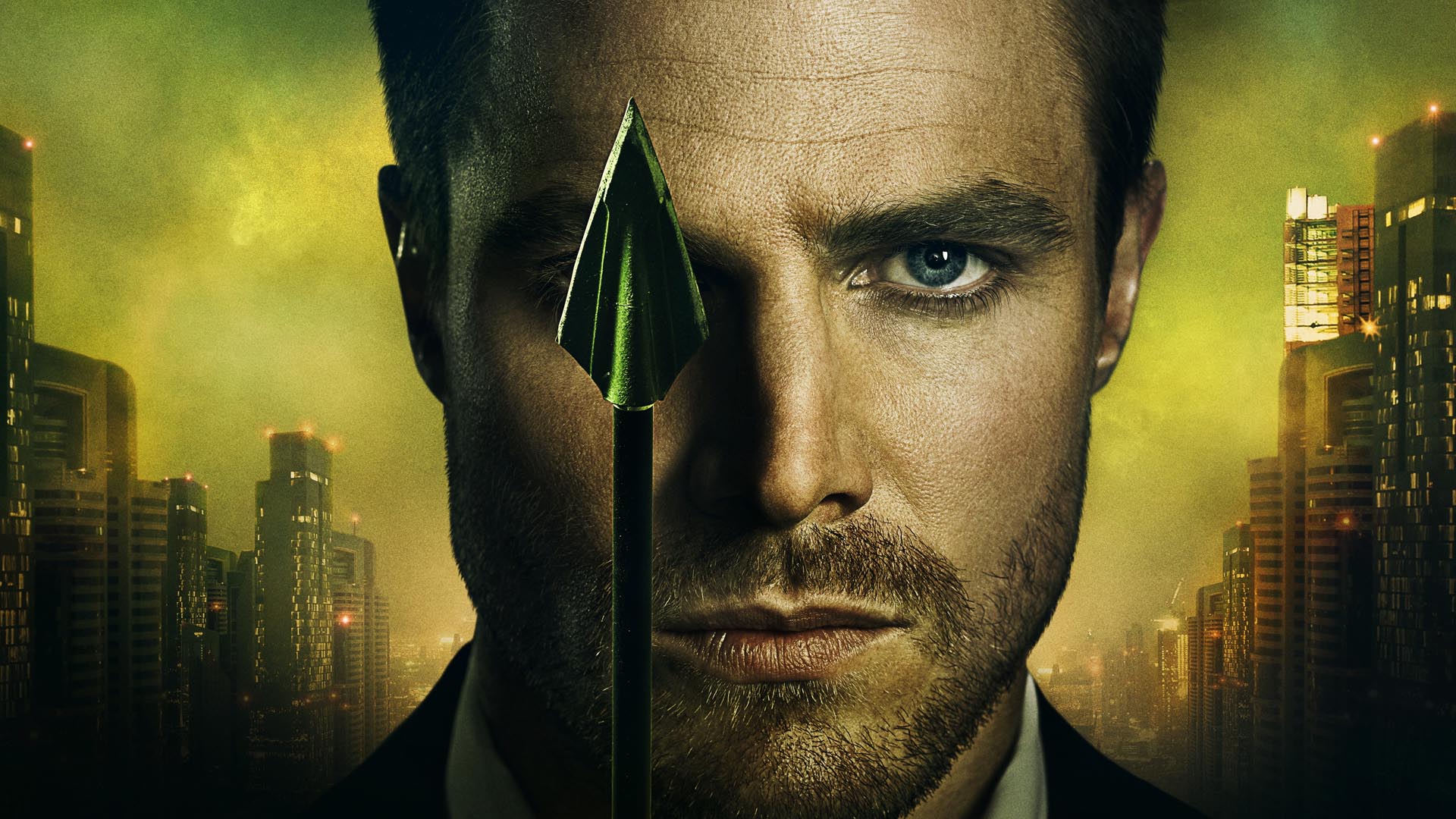 Stephen Amell as Arrow in a city HD Wallpaper