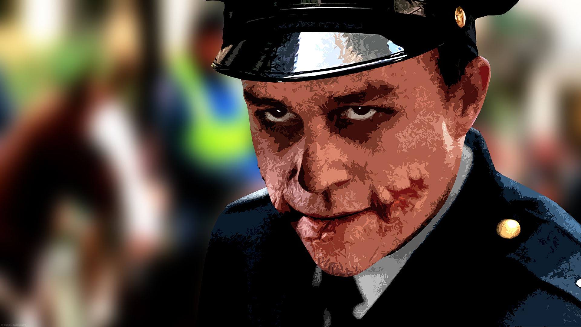 Heath Ledger as the Joker in Police Uniform HD Wallpaper