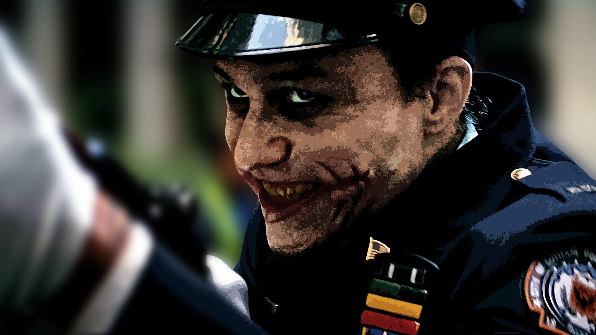 The Joker as a police officer from The Dark Knight HD Wallpaper