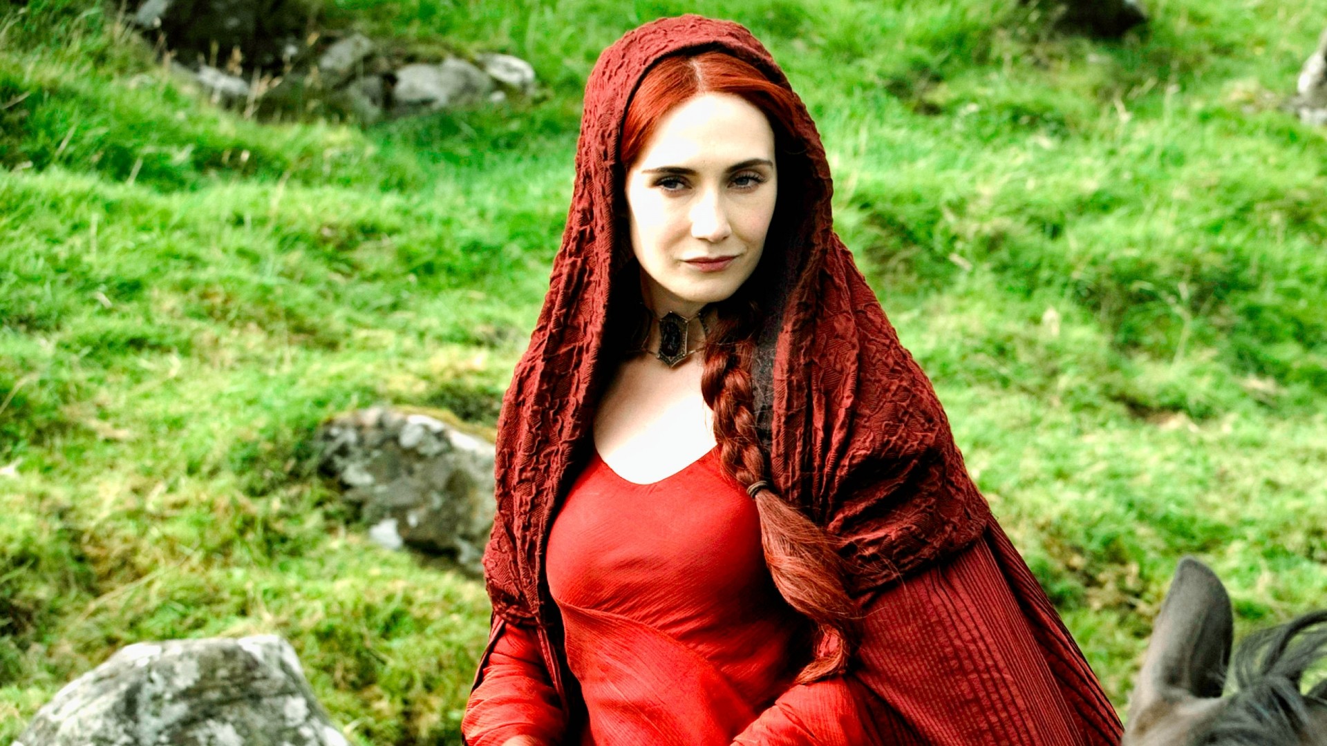 Carice van Houten in red dress HD Wallpaper