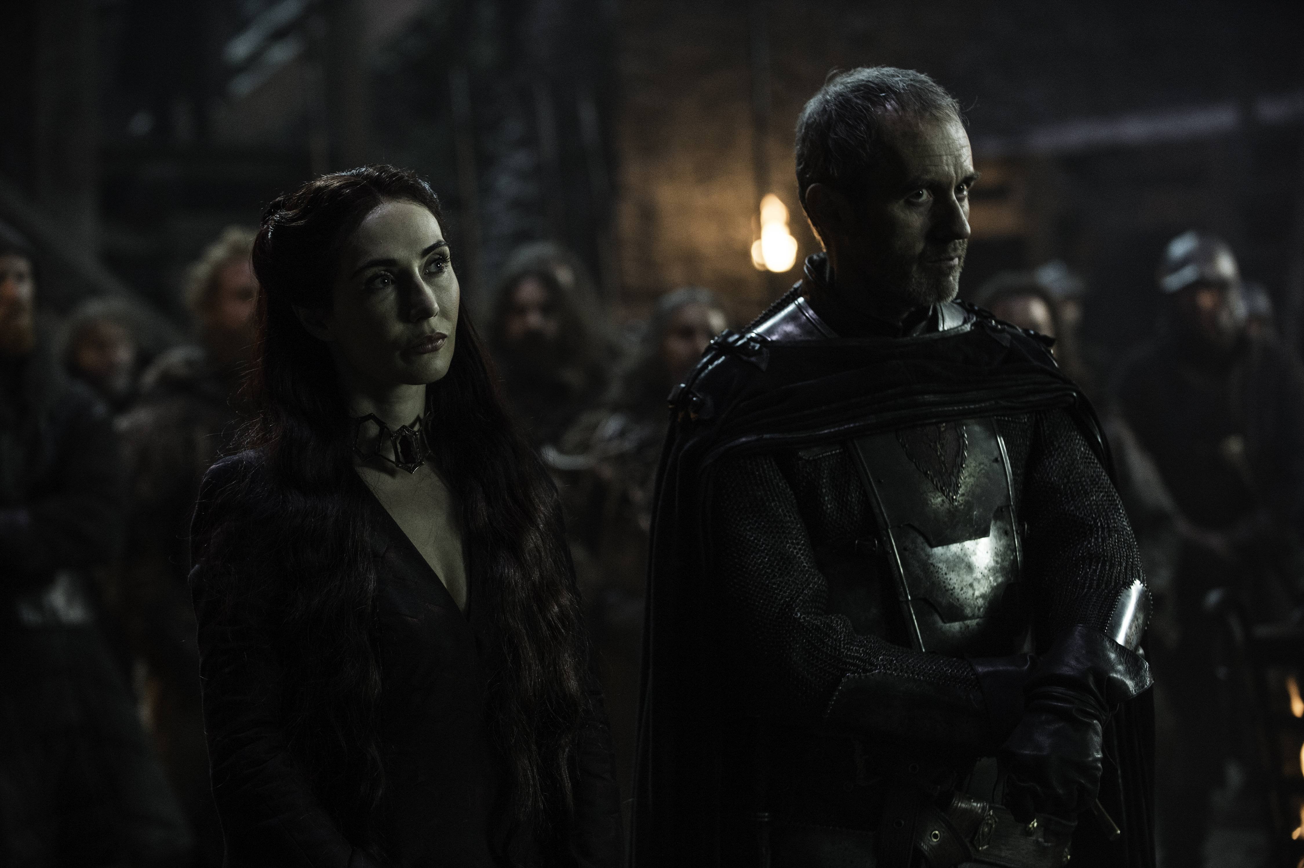 Carice van Houten and man in armor HD Wallpaper