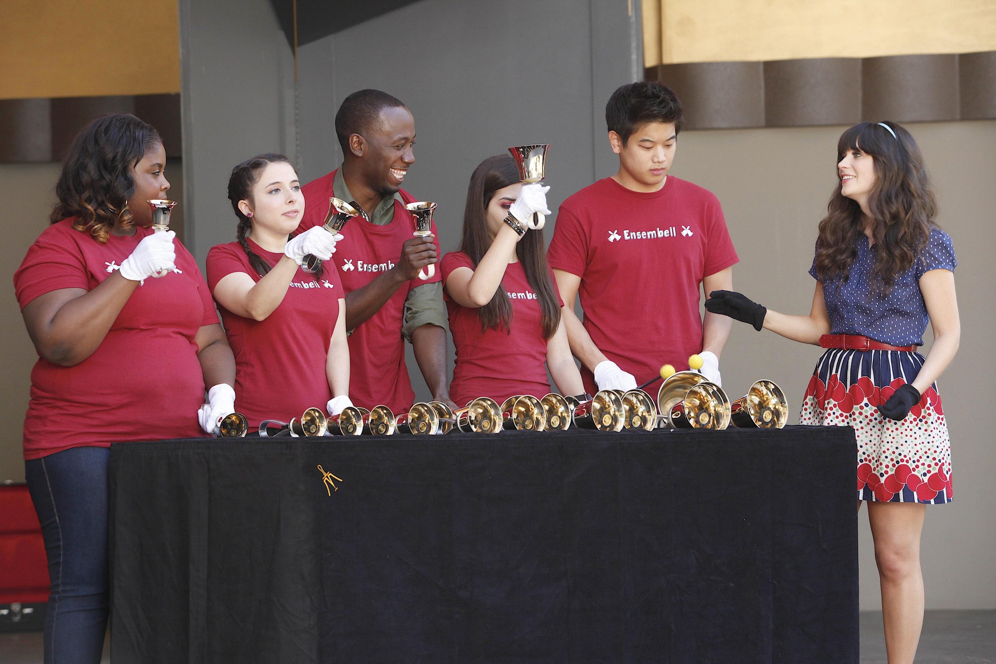 Lamorne Morris and ensemble playing handbells HD Wallpaper