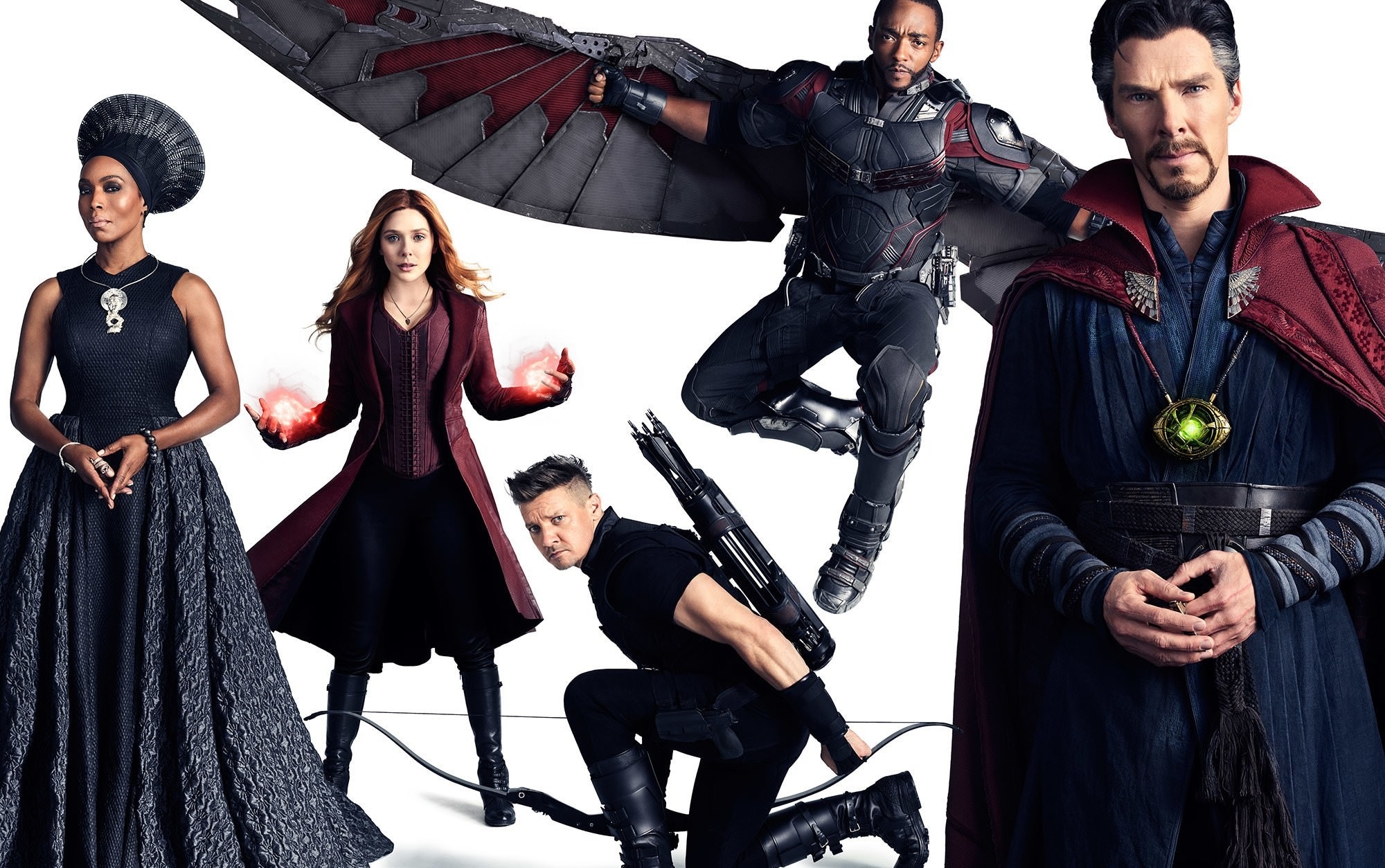 Doctor Strange, Scarlet Witch, Falcon, Hawkeye, and Okoye HD Wallpaper