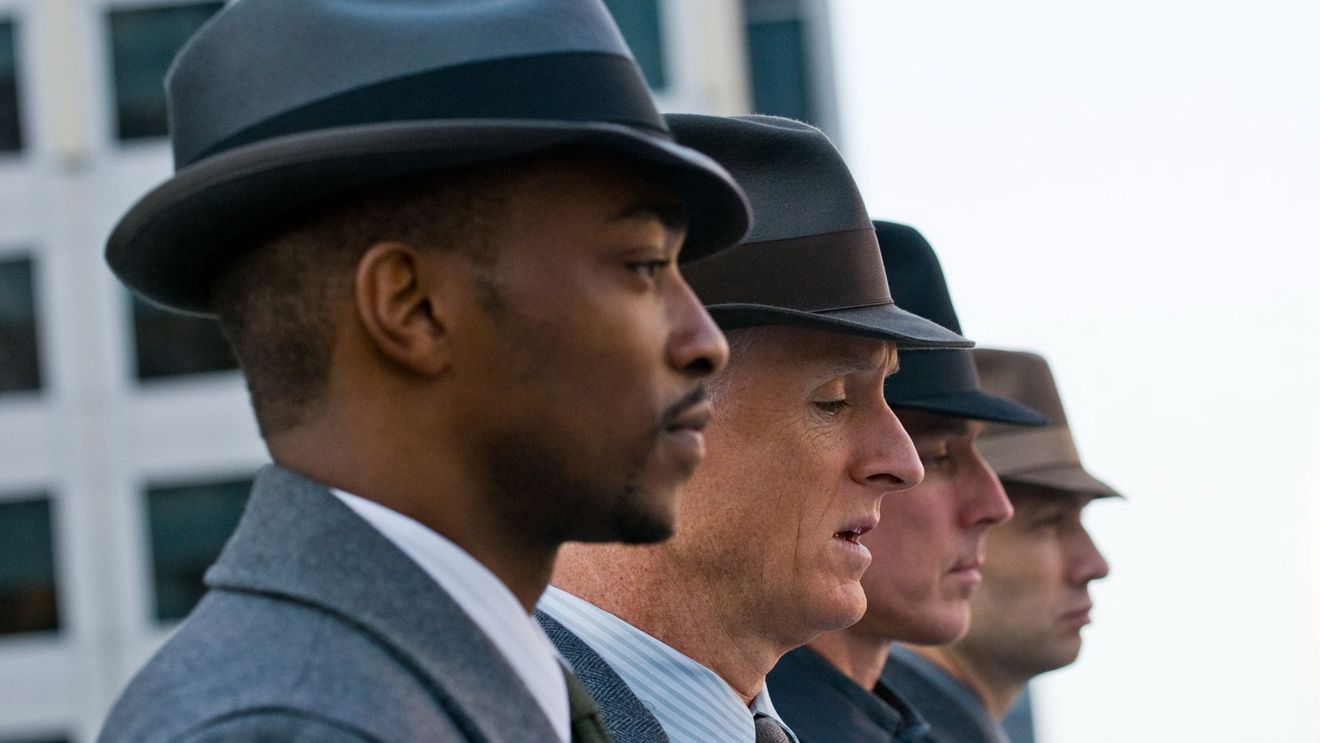 Anthony Mackie and men in fedoras HD Wallpaper