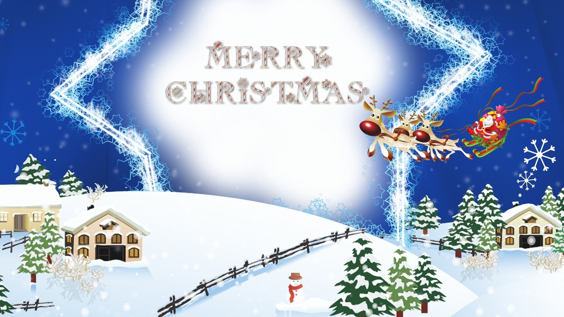 Merry Christmas Santa Claus Sleigh HD Wallpaper