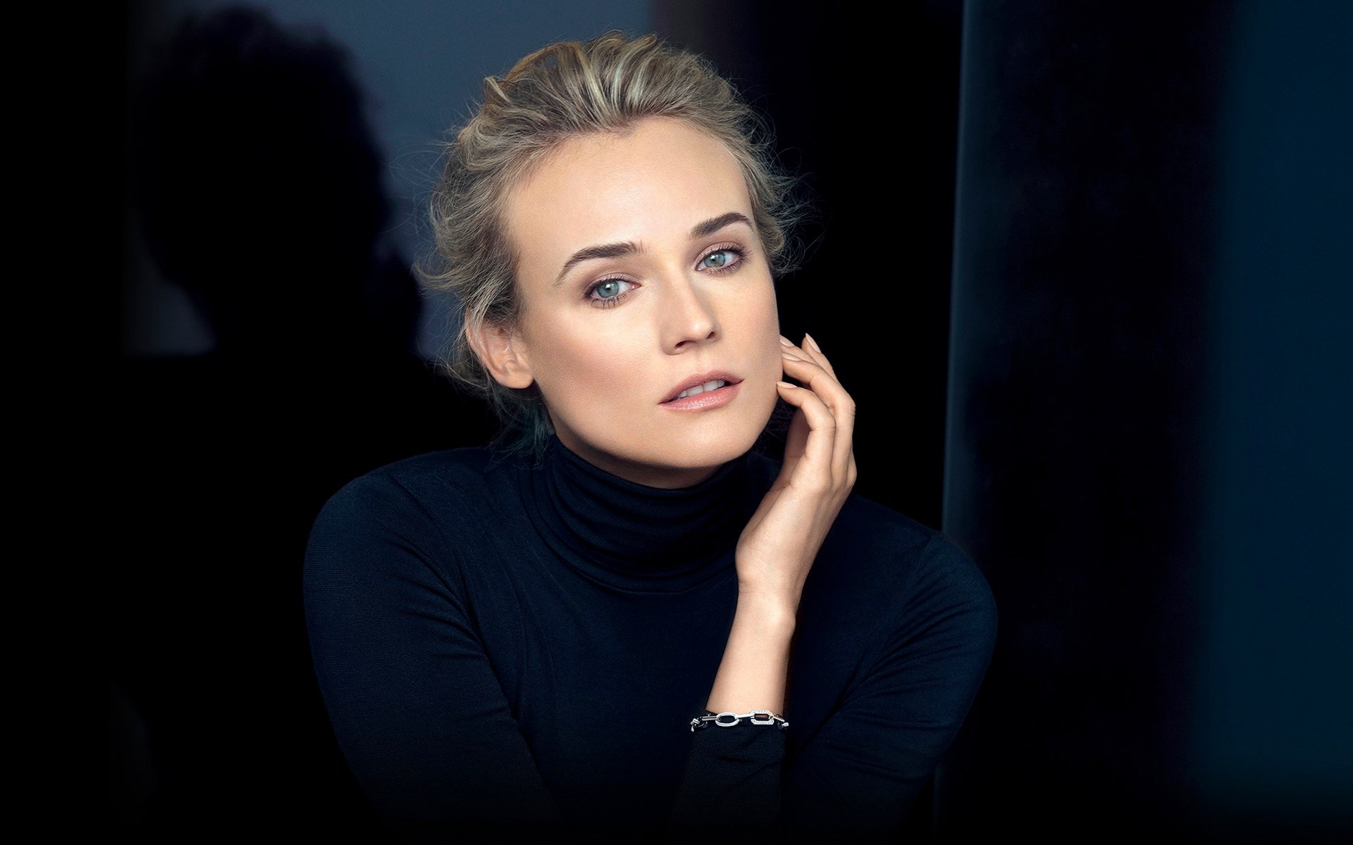 Diane Kruger wearing a black turtleneck HD Wallpaper