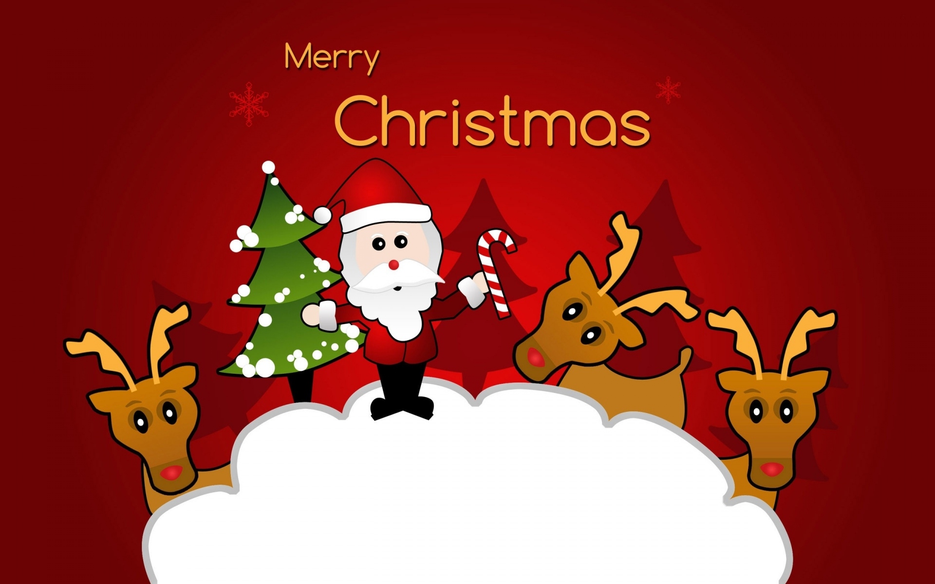Merry Christmas with Santa and Reindeer HD Wallpaper