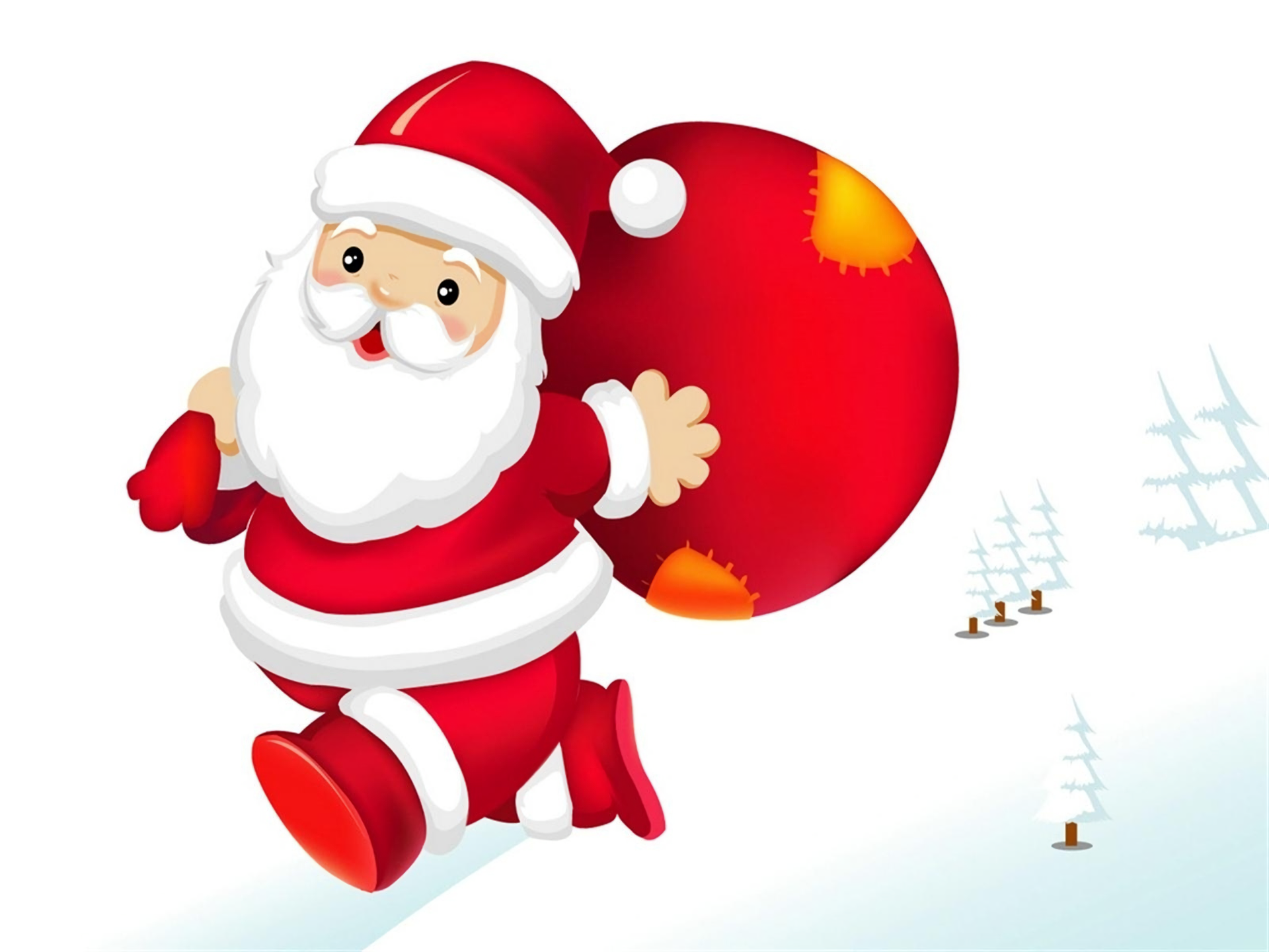 Santa Claus carrying a gift bag HD Wallpaper