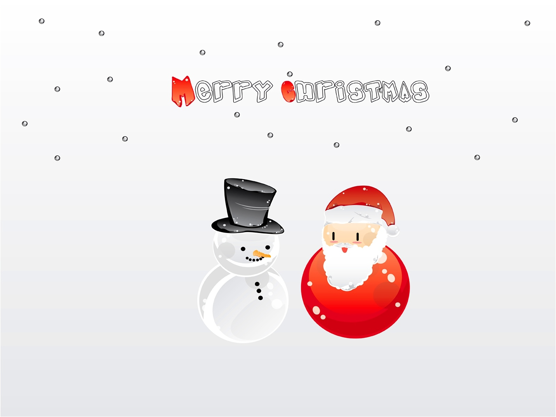Santa Claus and Snowman with Merry Christmas text HD Wallpaper