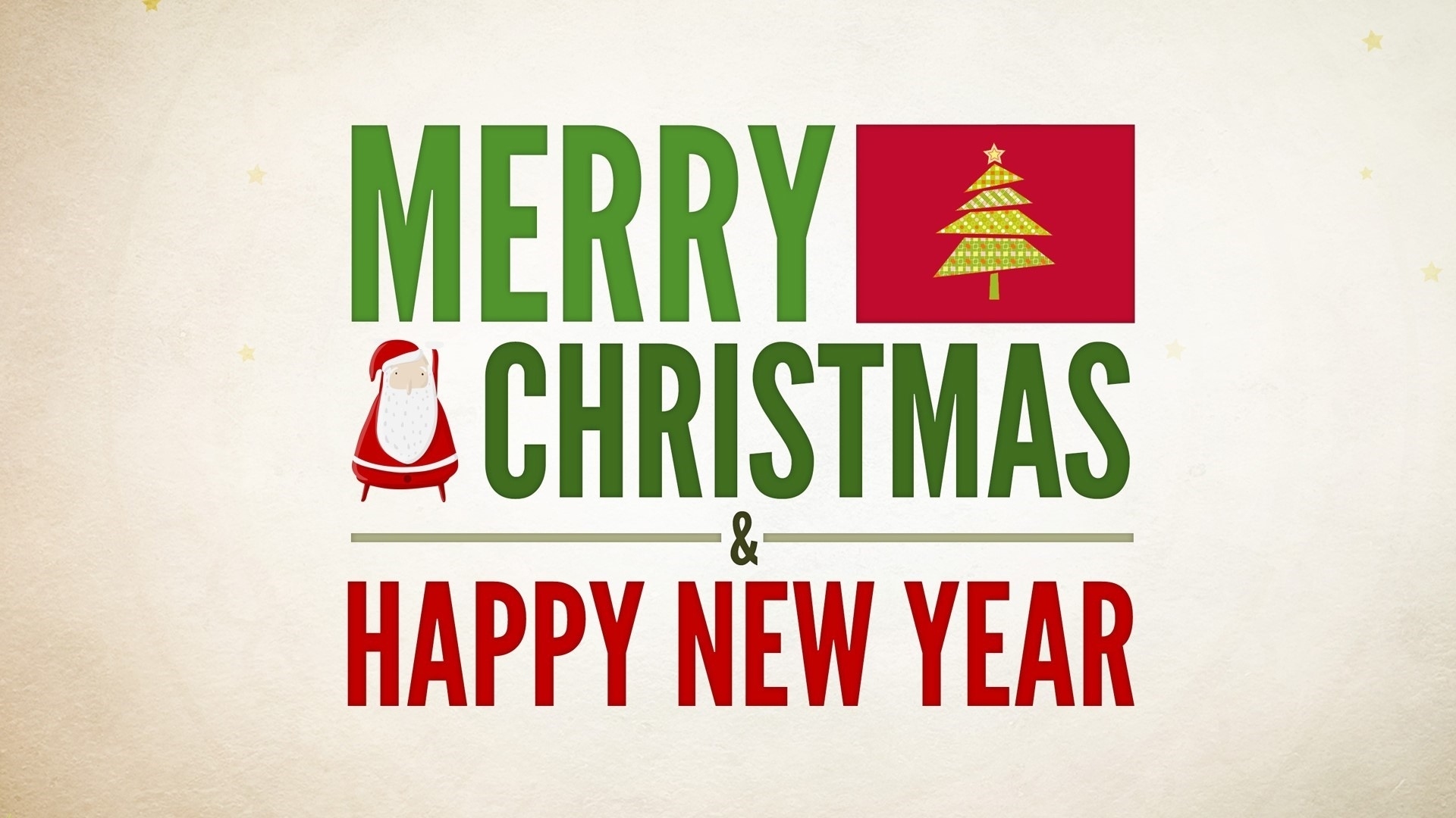 Merry Christmas and Happy New Year text with Santa Claus HD Wallpaper