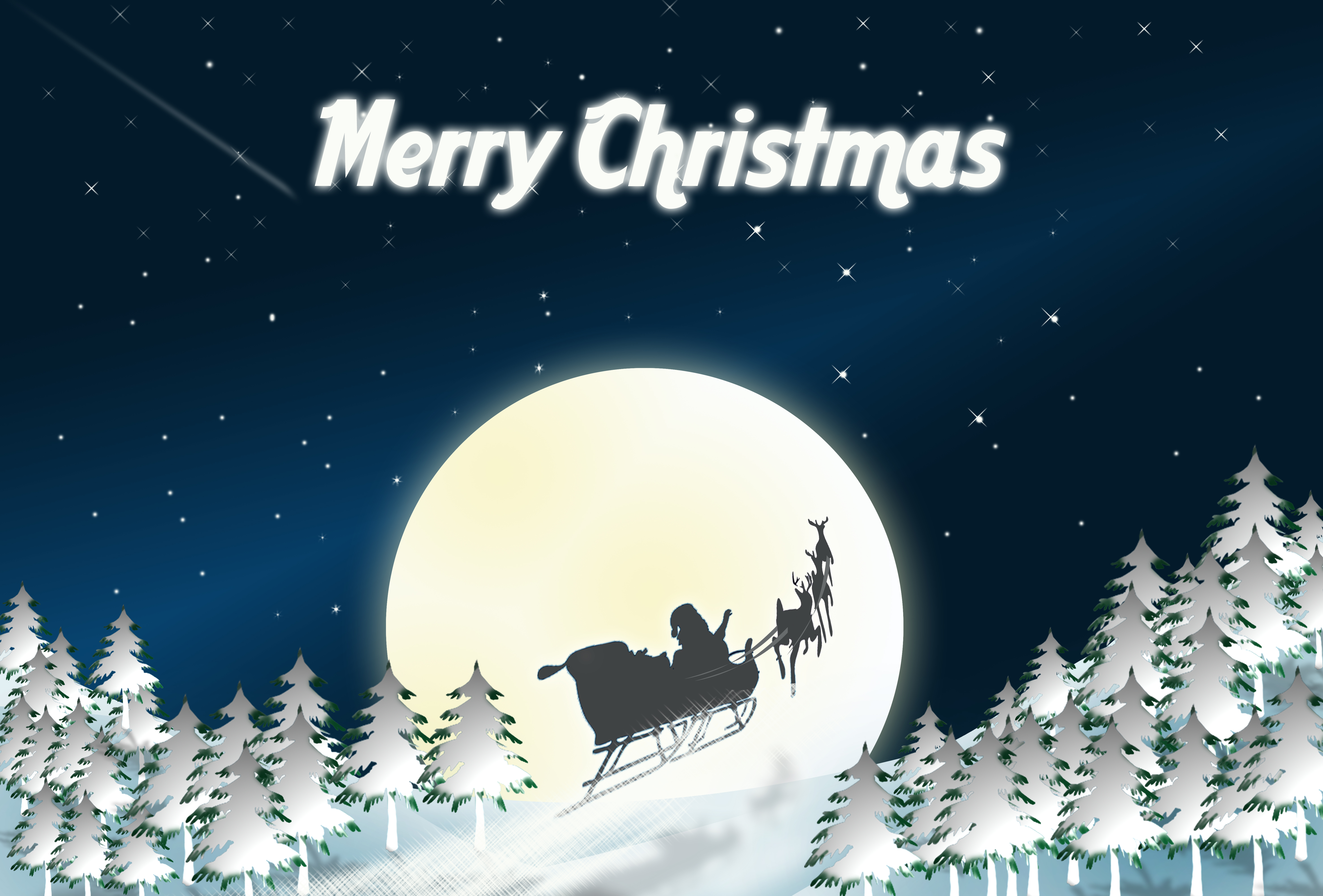 Merry Christmas Santa Claus Sleigh Ride HD Wallpaper