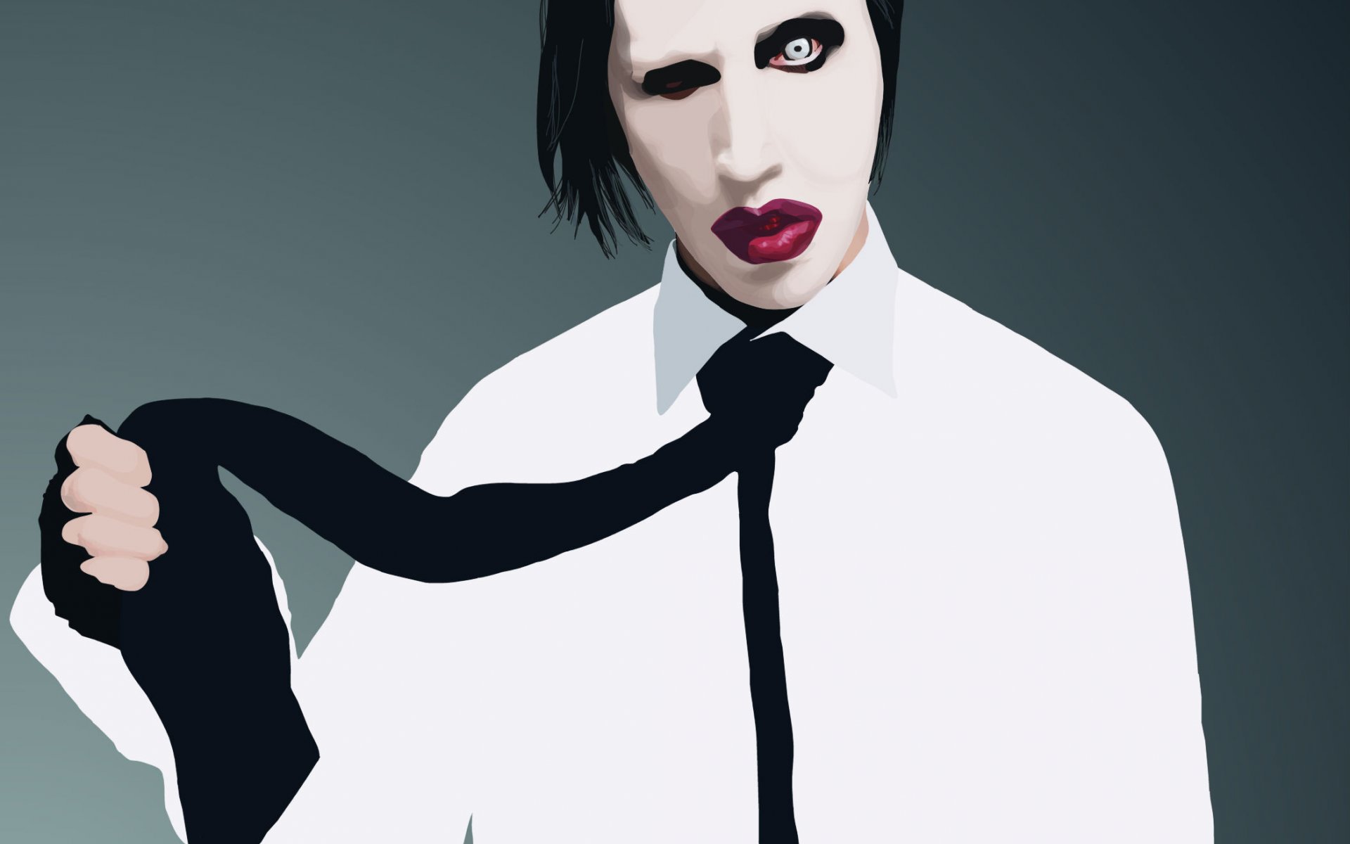 Marilyn Manson in white shirt and tie HD Wallpaper