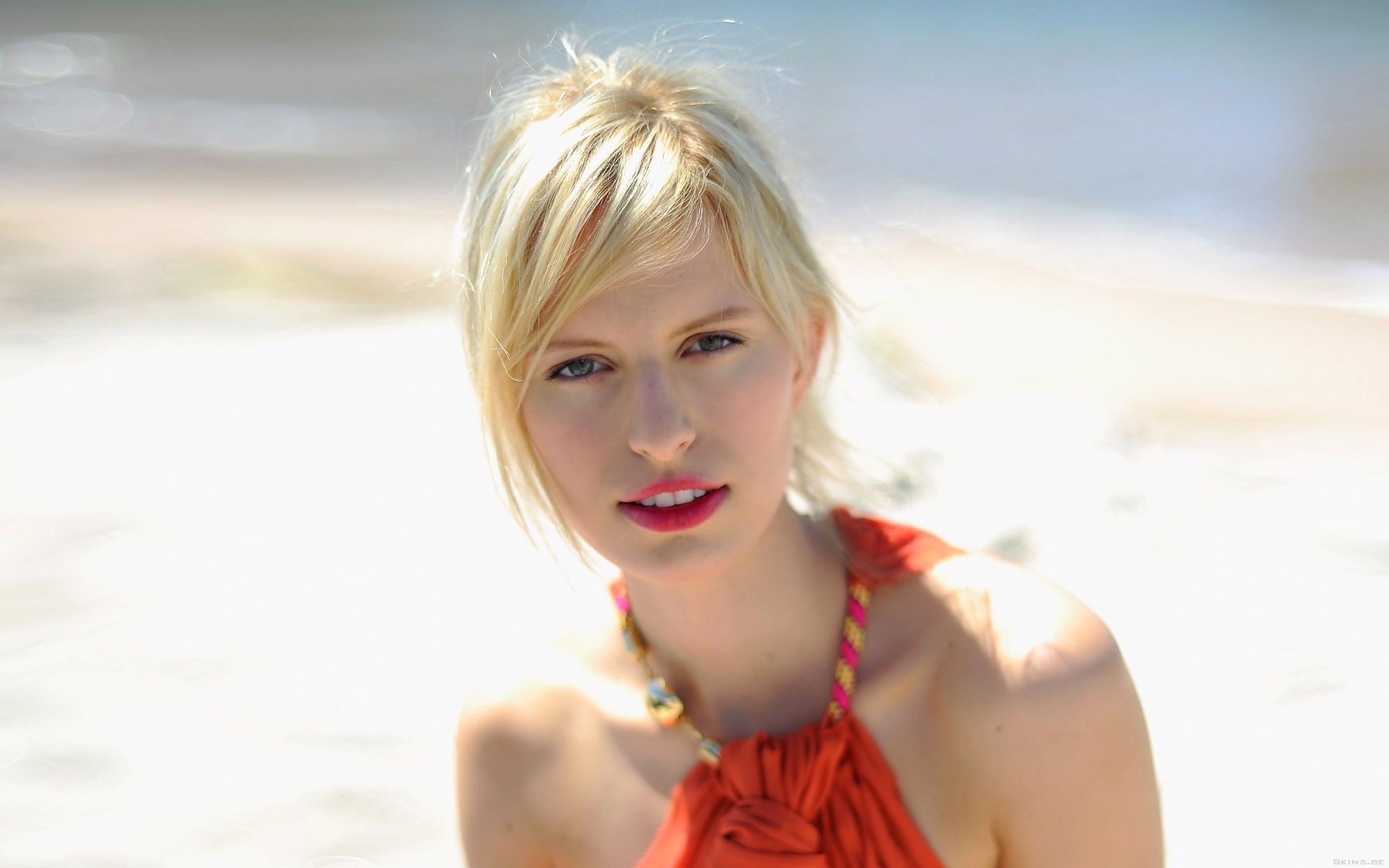 Karolina Kurkova on a Beach HD Wallpaper