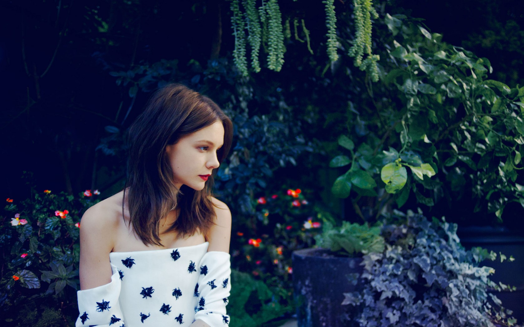 Carey Mulligan in a garden HD Wallpaper
