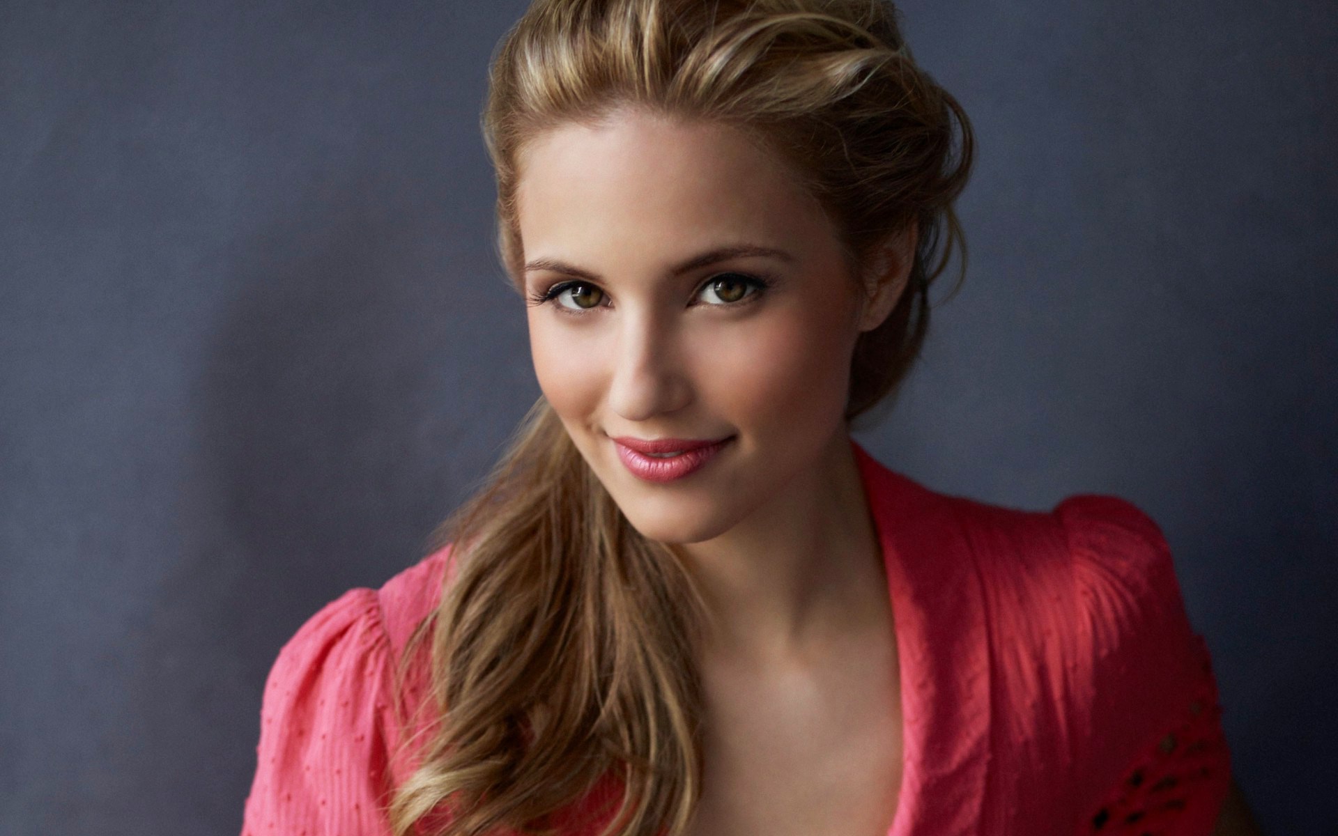 Woman with blonde hair wearing a pink jacket HD Wallpaper