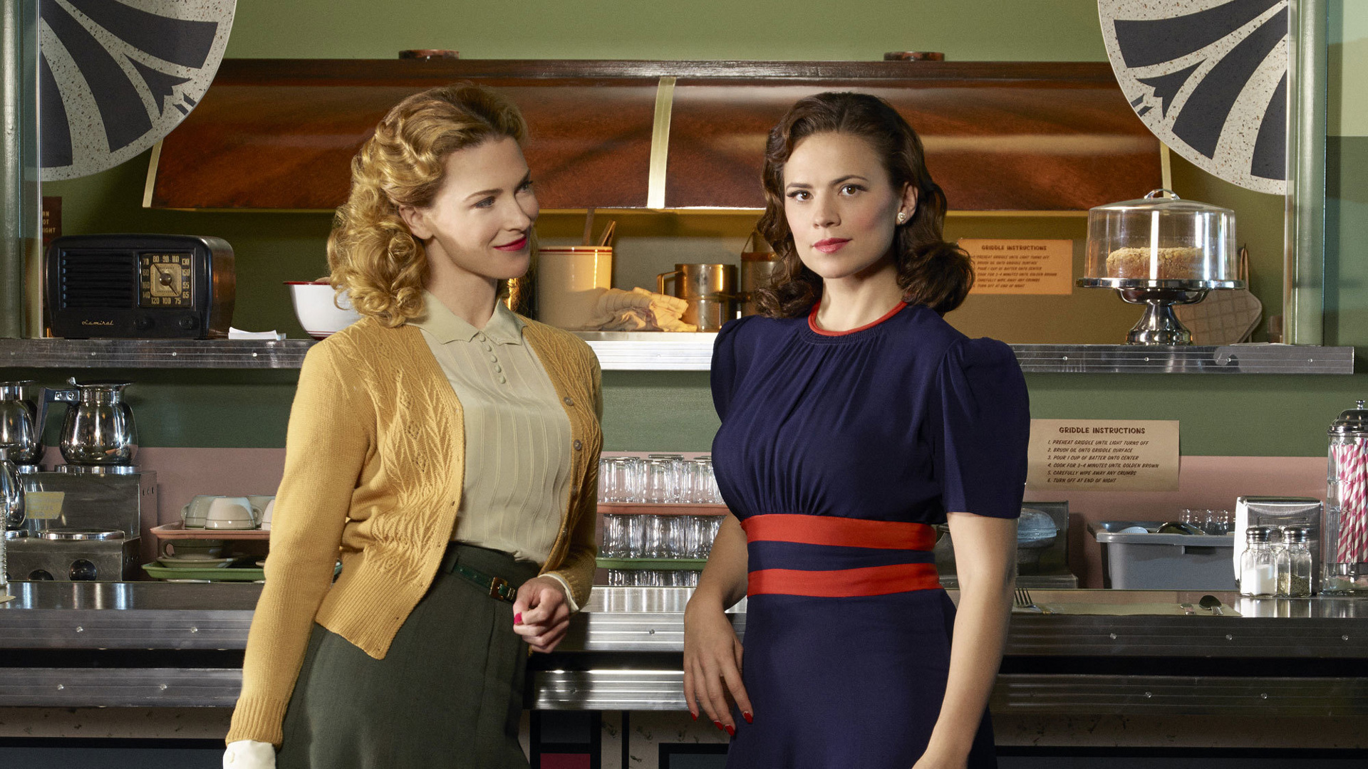 Hayley Atwell and actress in a diner HD Wallpaper