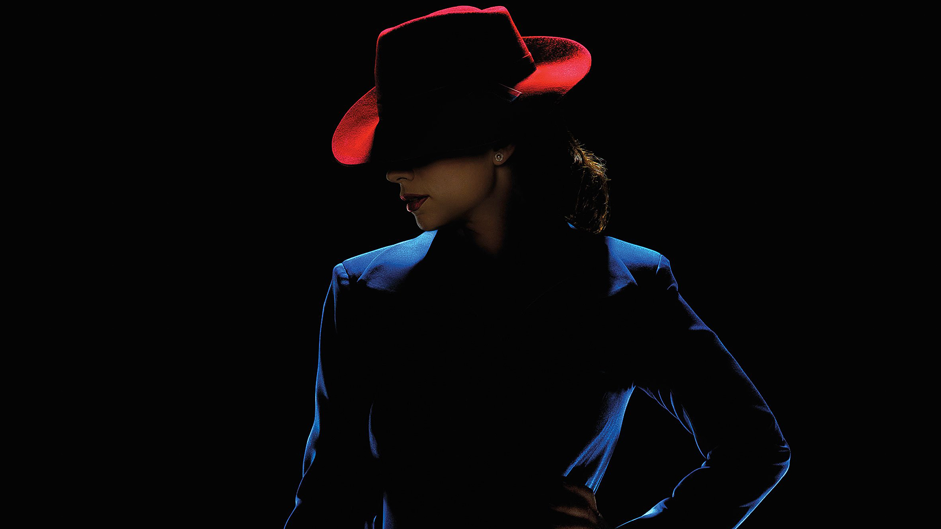 Hayley Atwell in a red hat and blue jacket HD Wallpaper