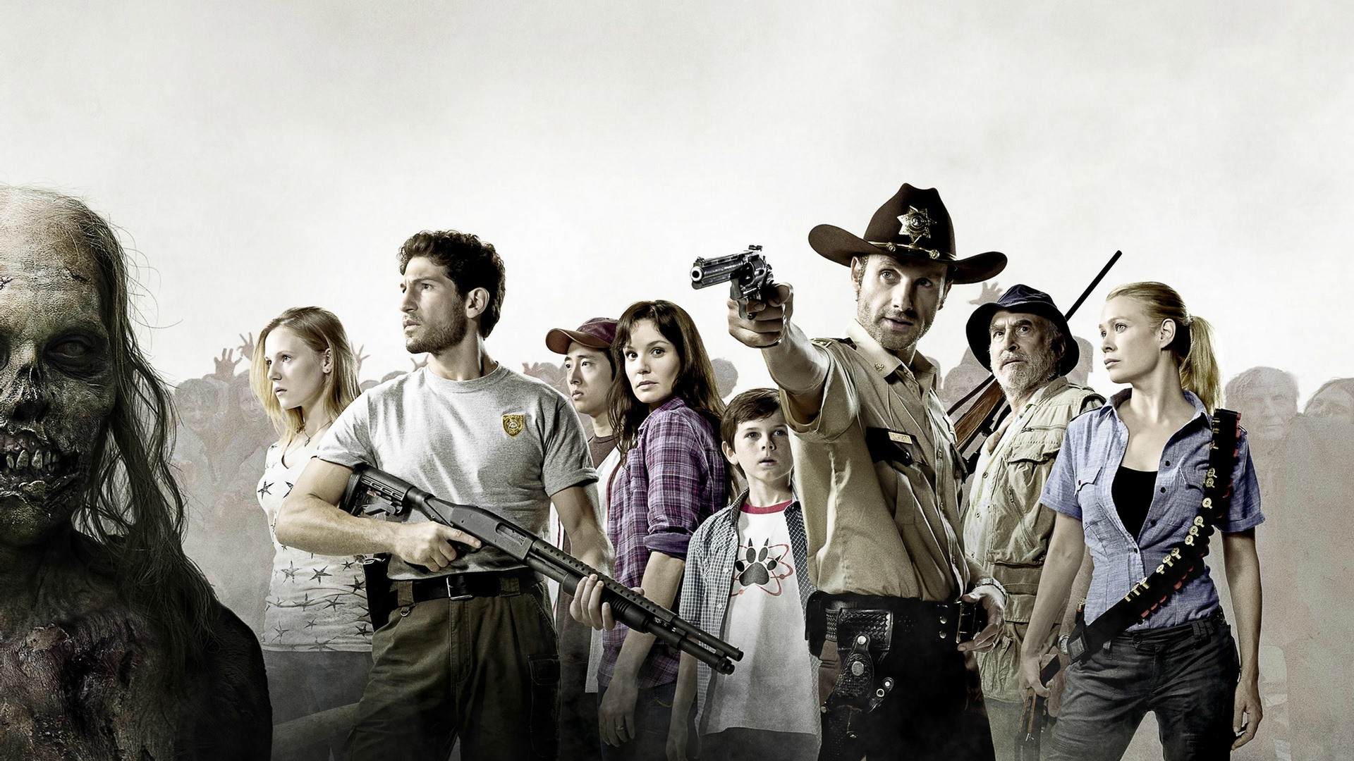 The Walking Dead characters with zombies HD Wallpaper