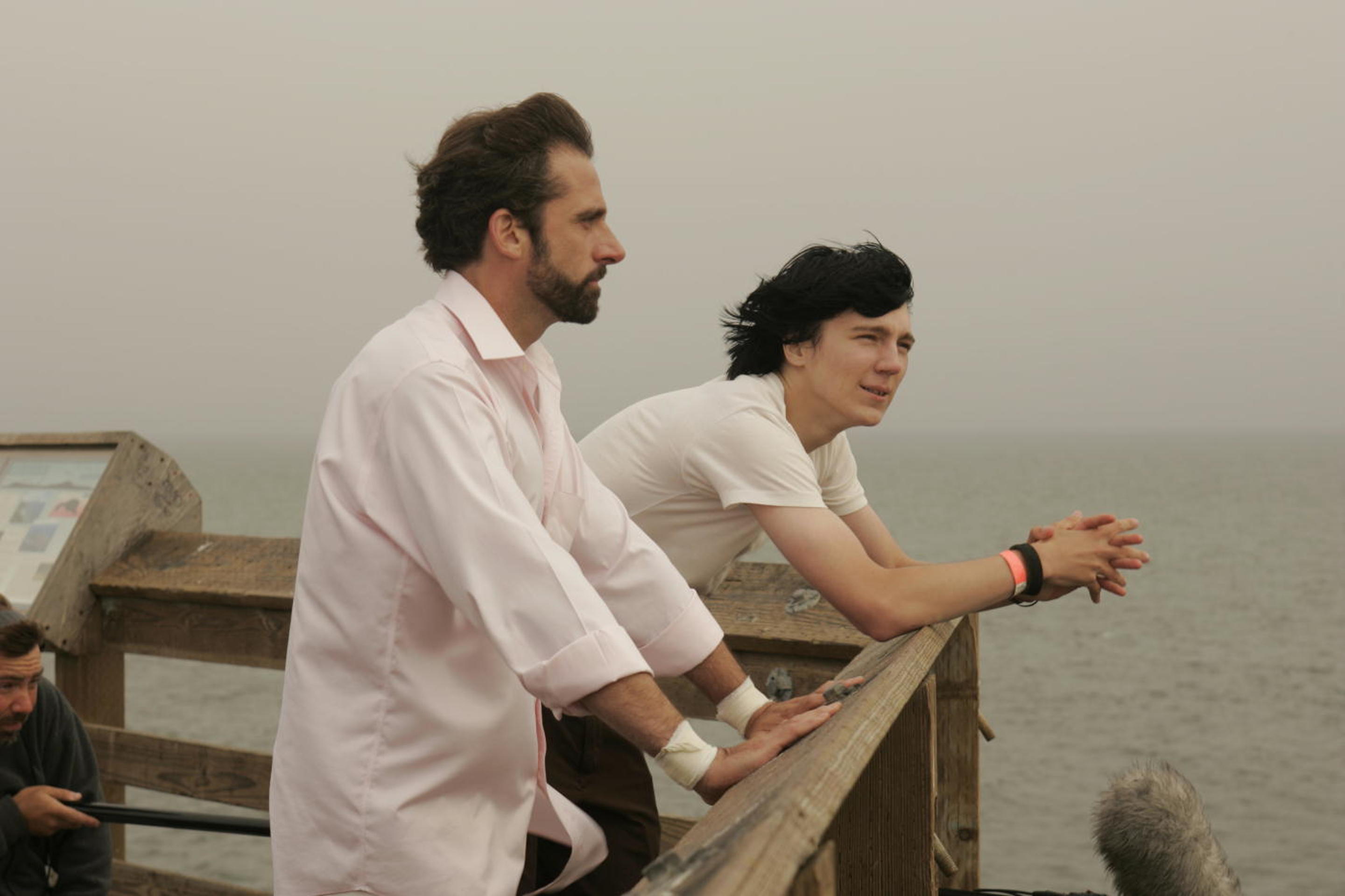 Steve Carell and Paul Dano on a pier HD Wallpaper