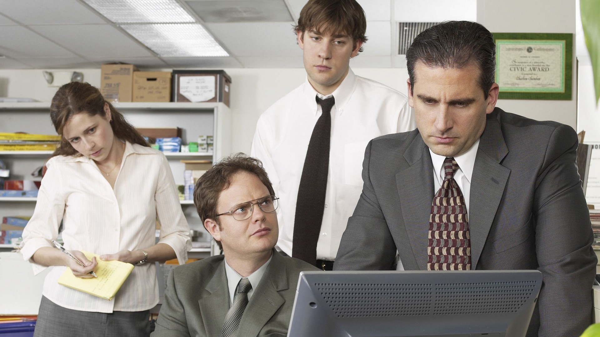 The Office: Michael Scott, Dwight Schrute, Jim Halpert, Pam Beesly HD Wallpaper