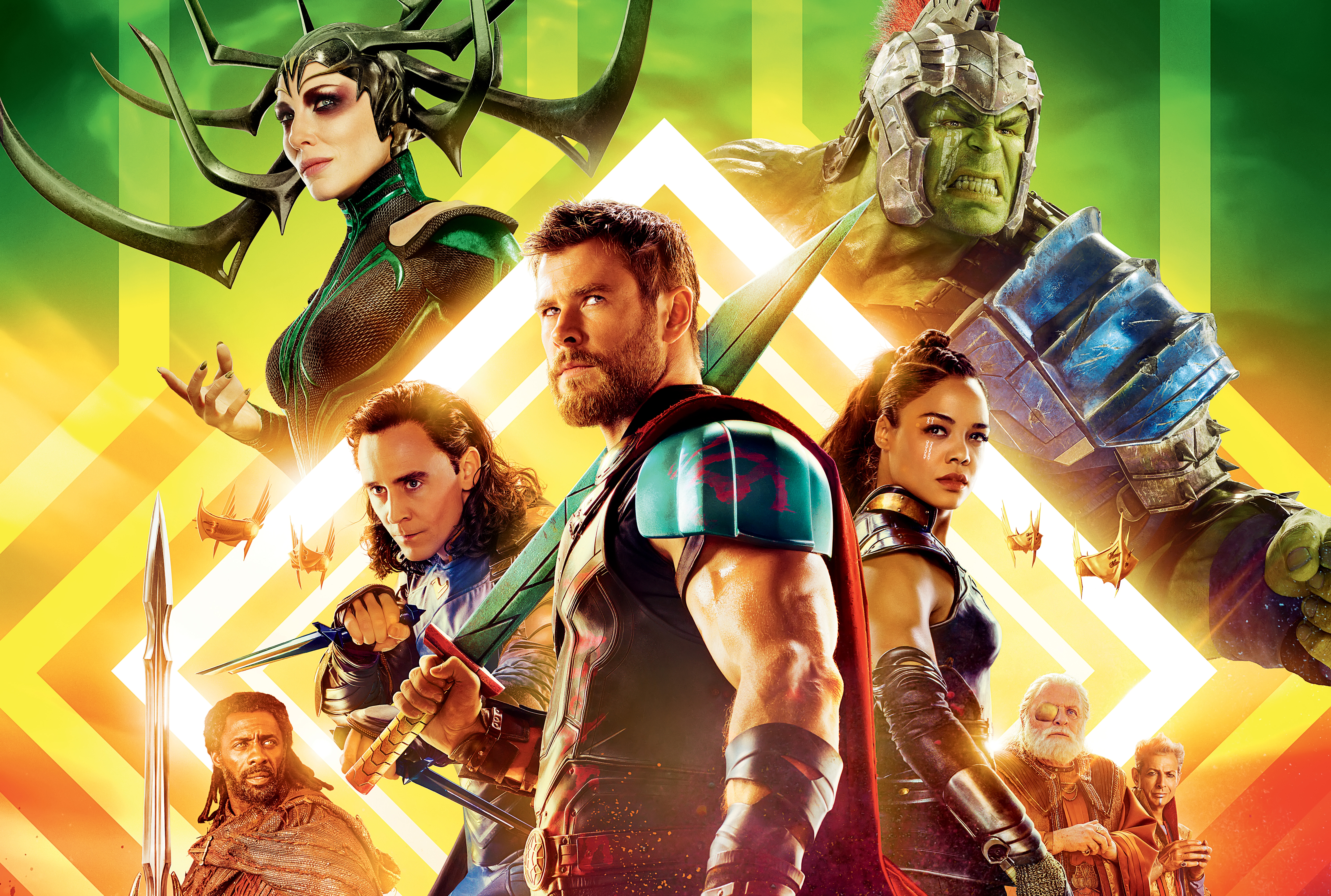 Thor: Ragnarok characters Hela, Thor, Loki, Valkyrie, Hulk, Heimdall HD Wallpaper