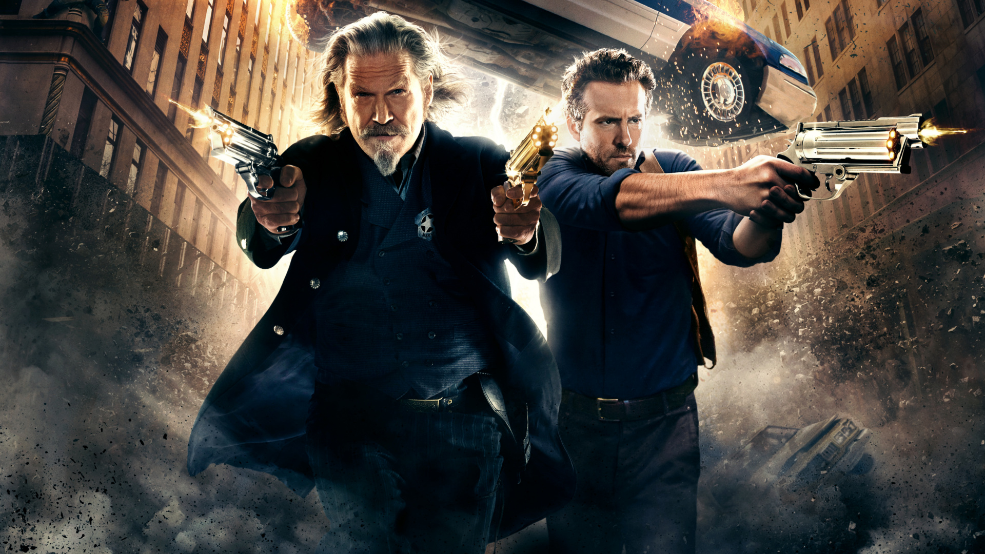 Jeff Bridges and Ryan Reynolds in R.I.P.D. HD Wallpaper