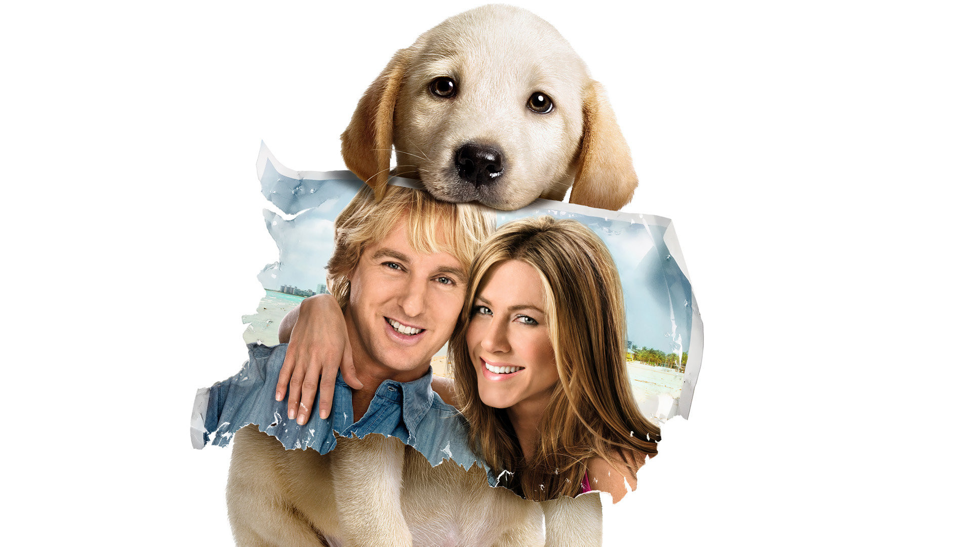 Marley & Me: Owen Wilson and Jennifer Aniston with a puppy HD Wallpaper