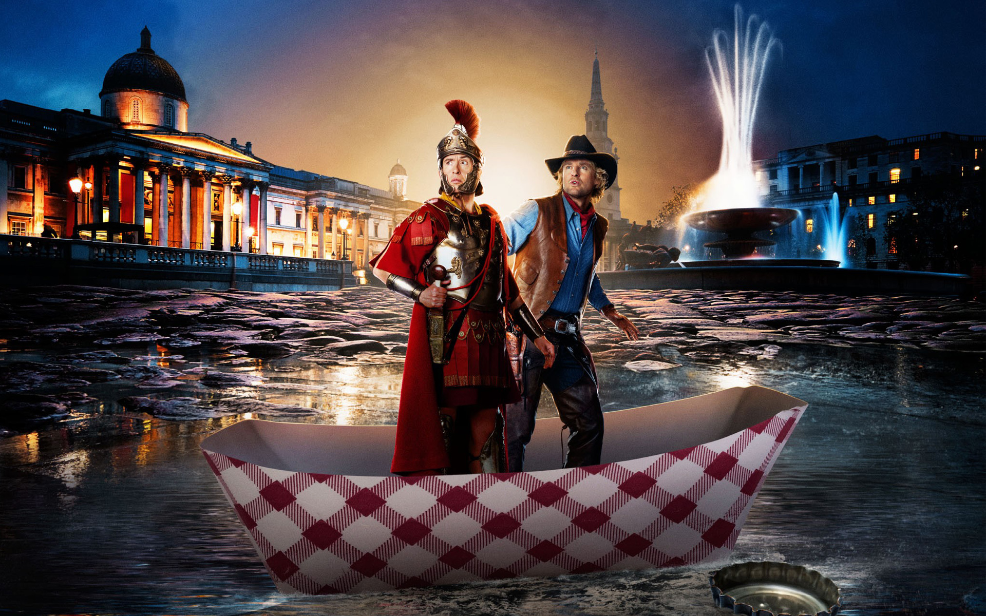 Owen Wilson and Roman soldier in a boat HD Wallpaper