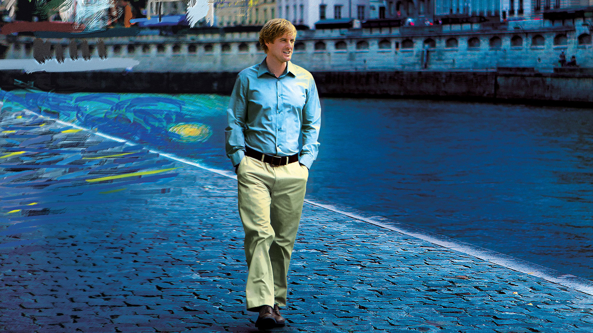 Owen Wilson walking by a river in Paris HD Wallpaper