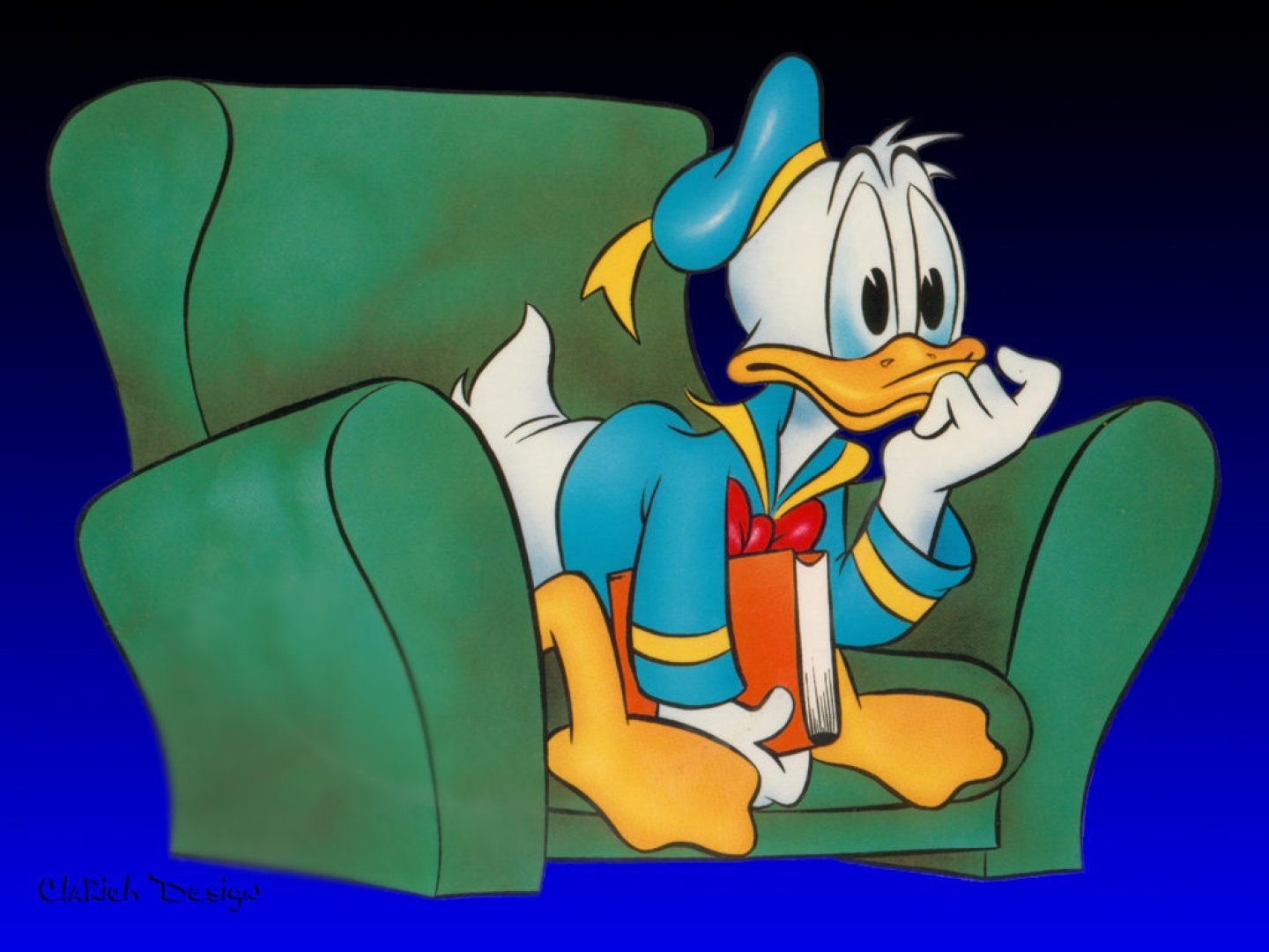 Donald Duck sitting in a green armchair HD Wallpaper