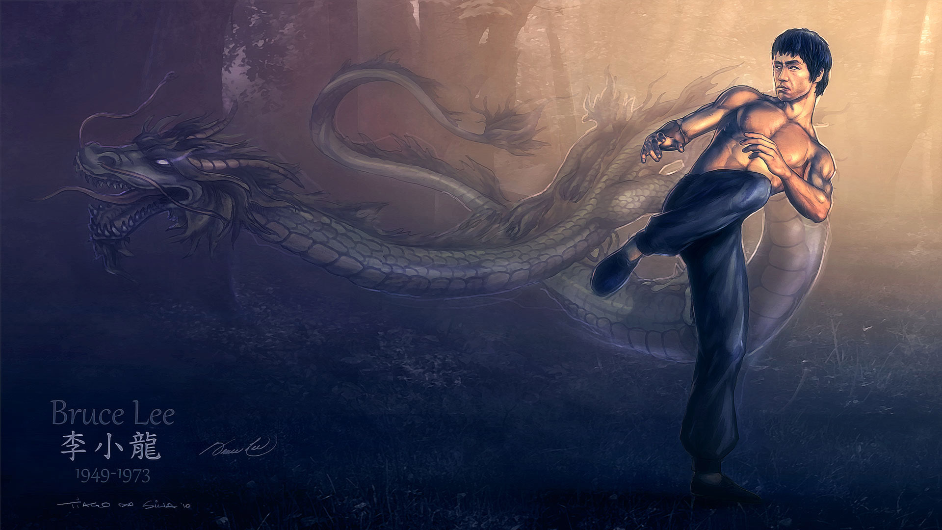 Bruce Lee and Dragon HD Wallpaper