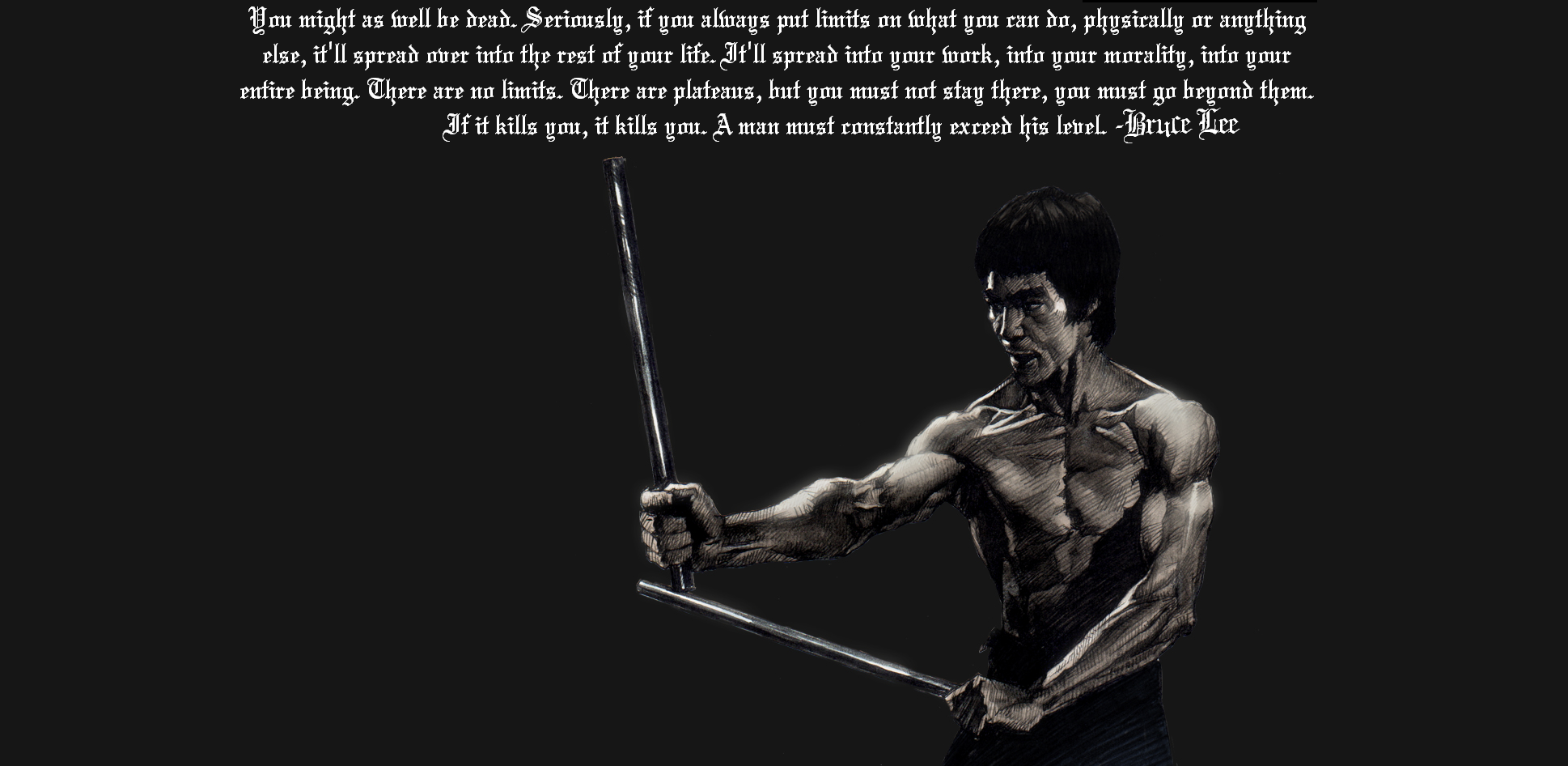 Bruce Lee with Nunchucks and Quote HD Wallpaper