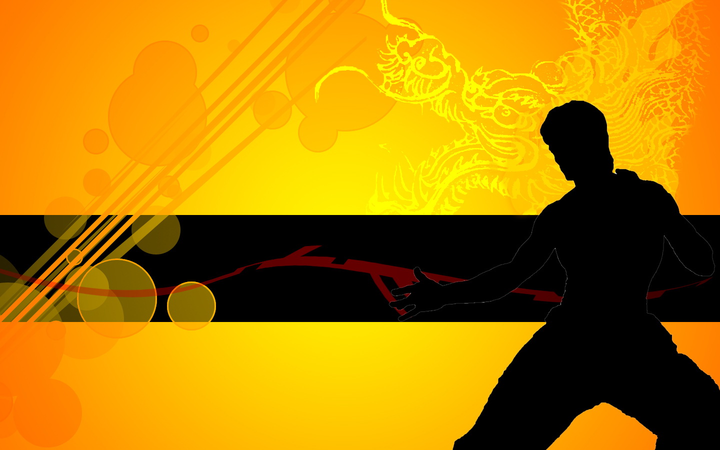 Bruce Lee silhouette with dragon background HD Wallpaper