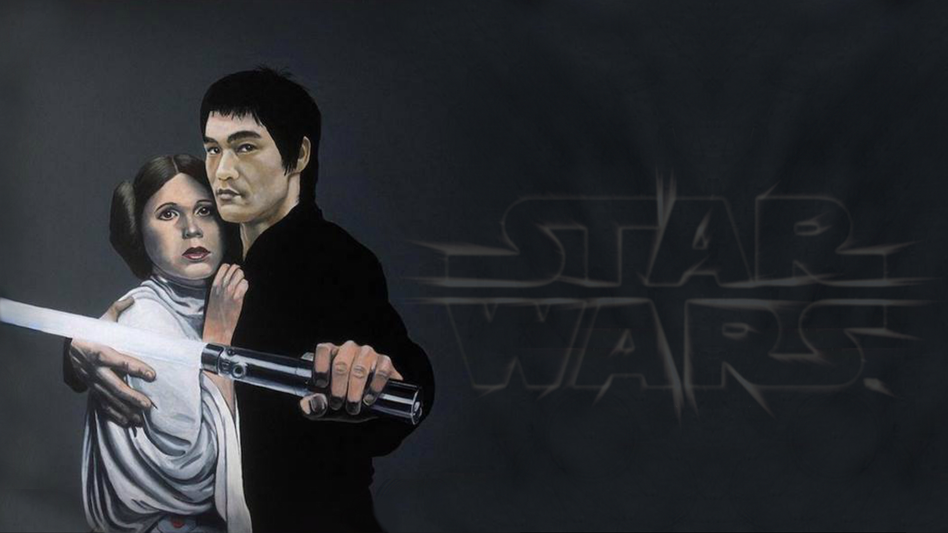Bruce Lee and Princess Leia from Star Wars HD Wallpaper
