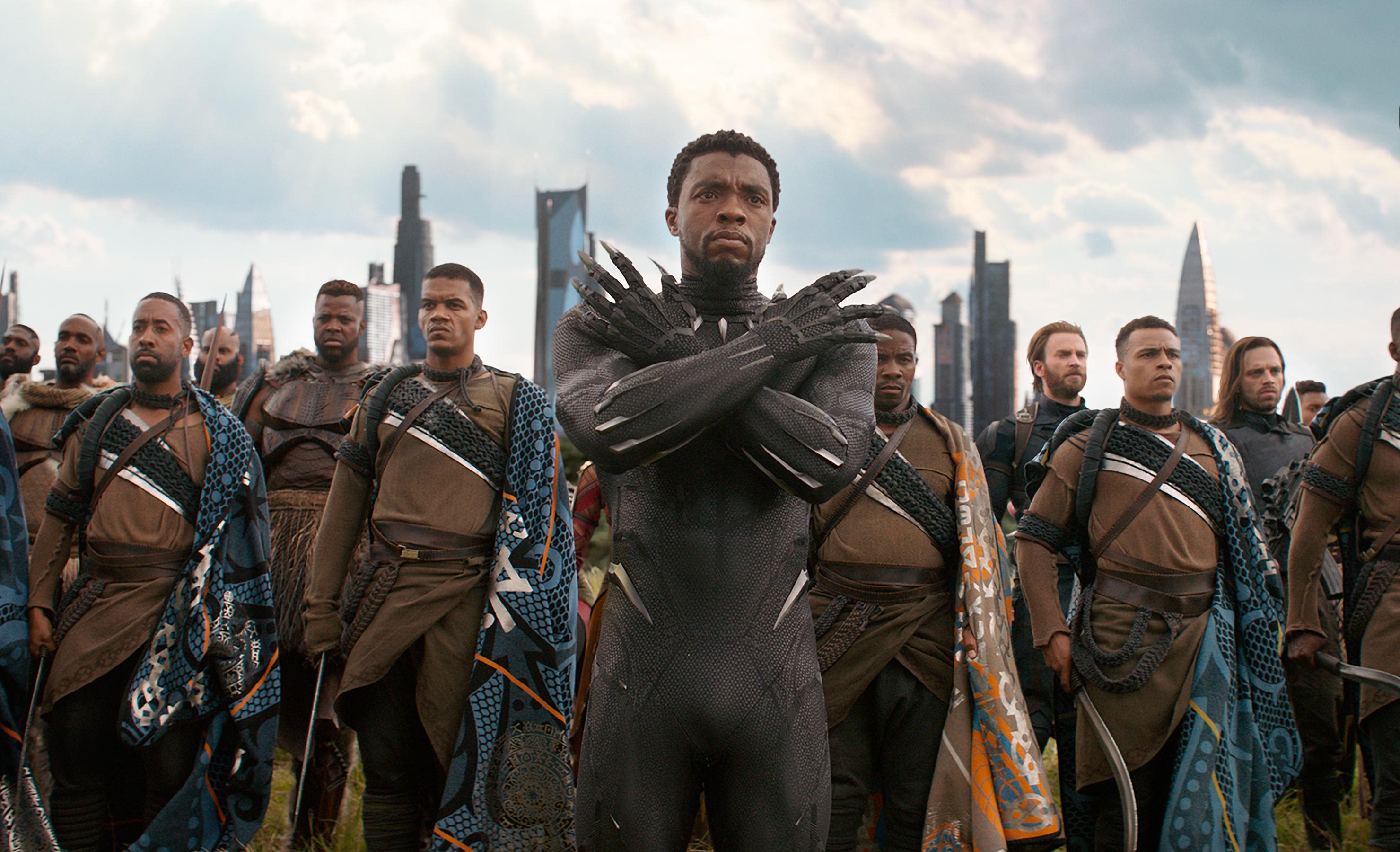 Black Panther and Wakandan army in Wakanda HD Wallpaper