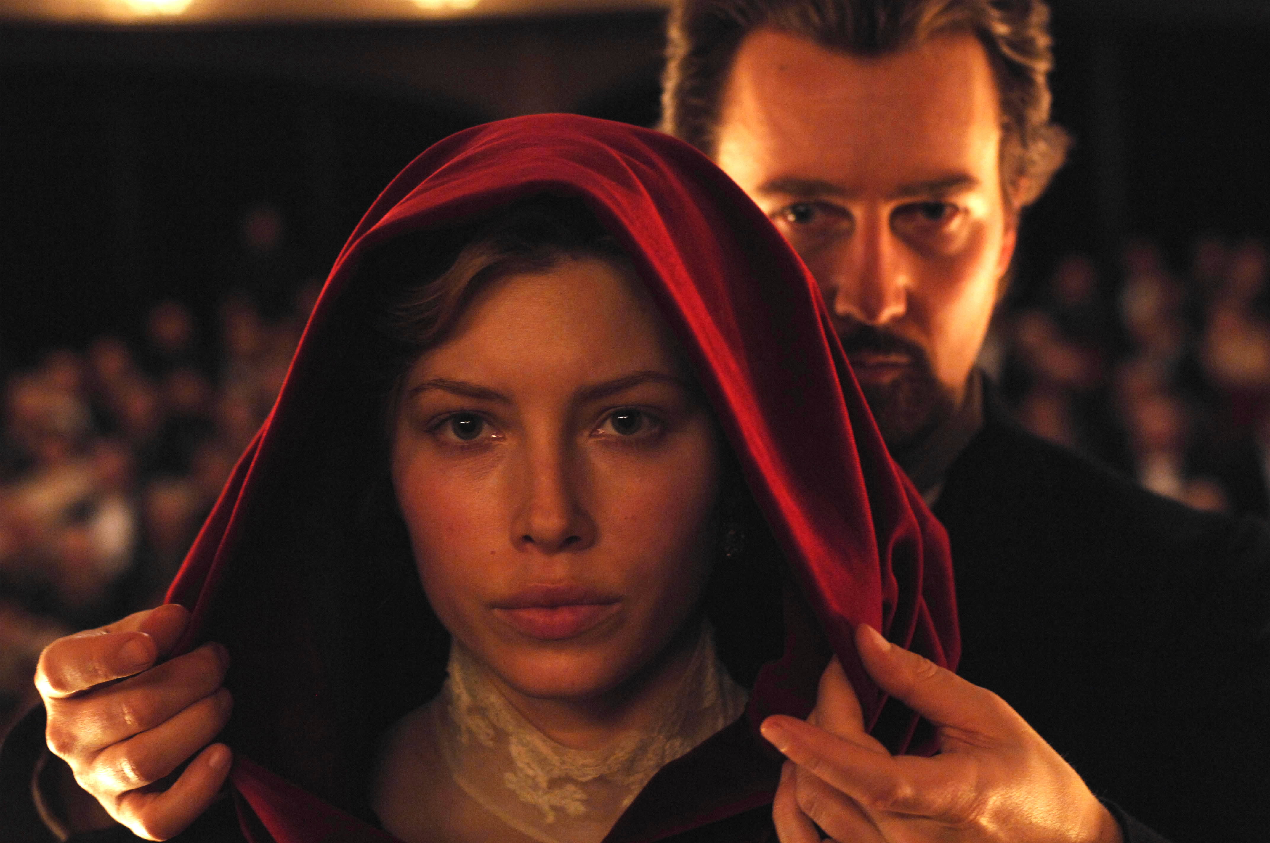 Edward Norton and Jessica Biel in The Illusionist HD Wallpaper