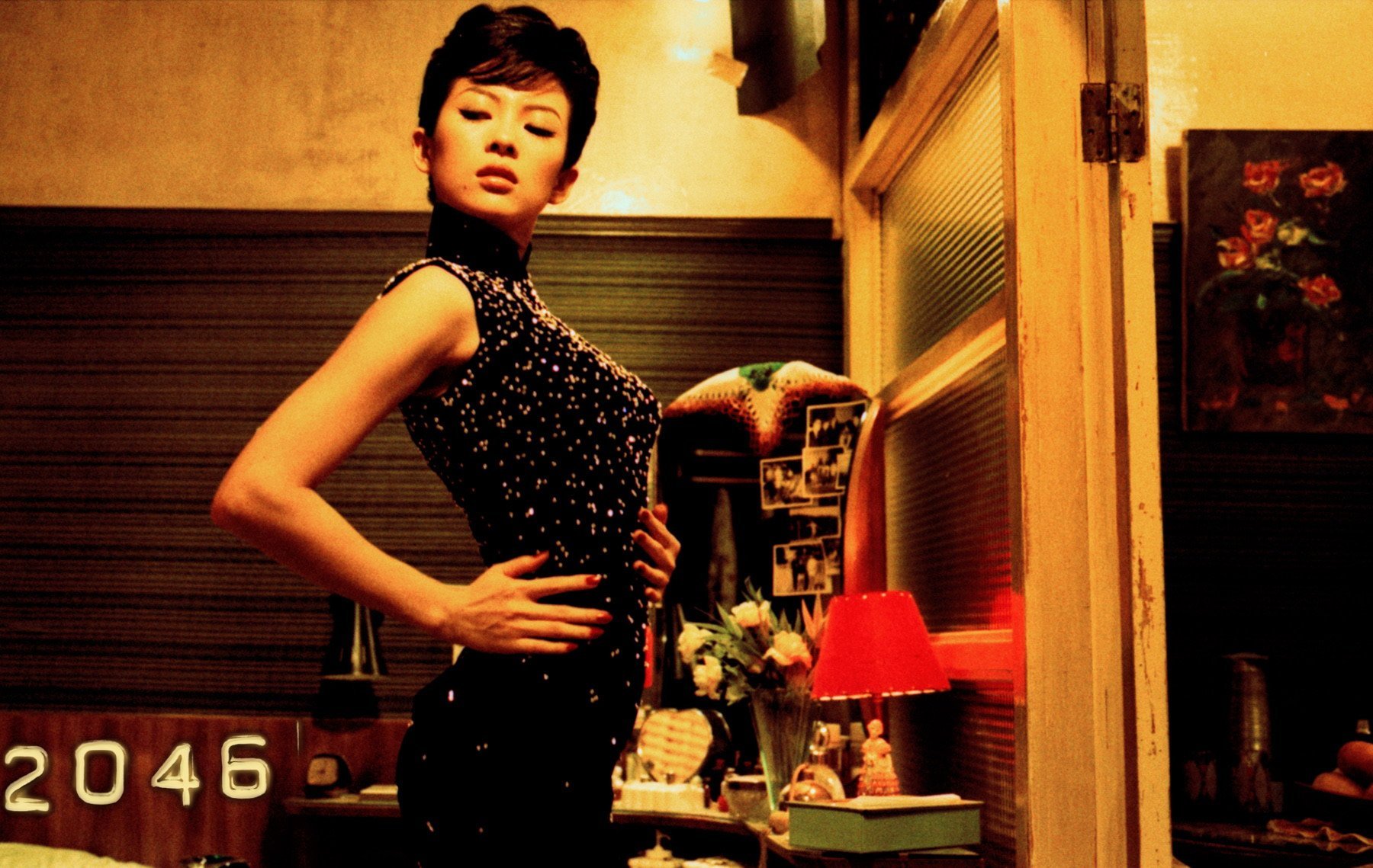 Zhang Ziyi in a black dress in 2046 HD Wallpaper