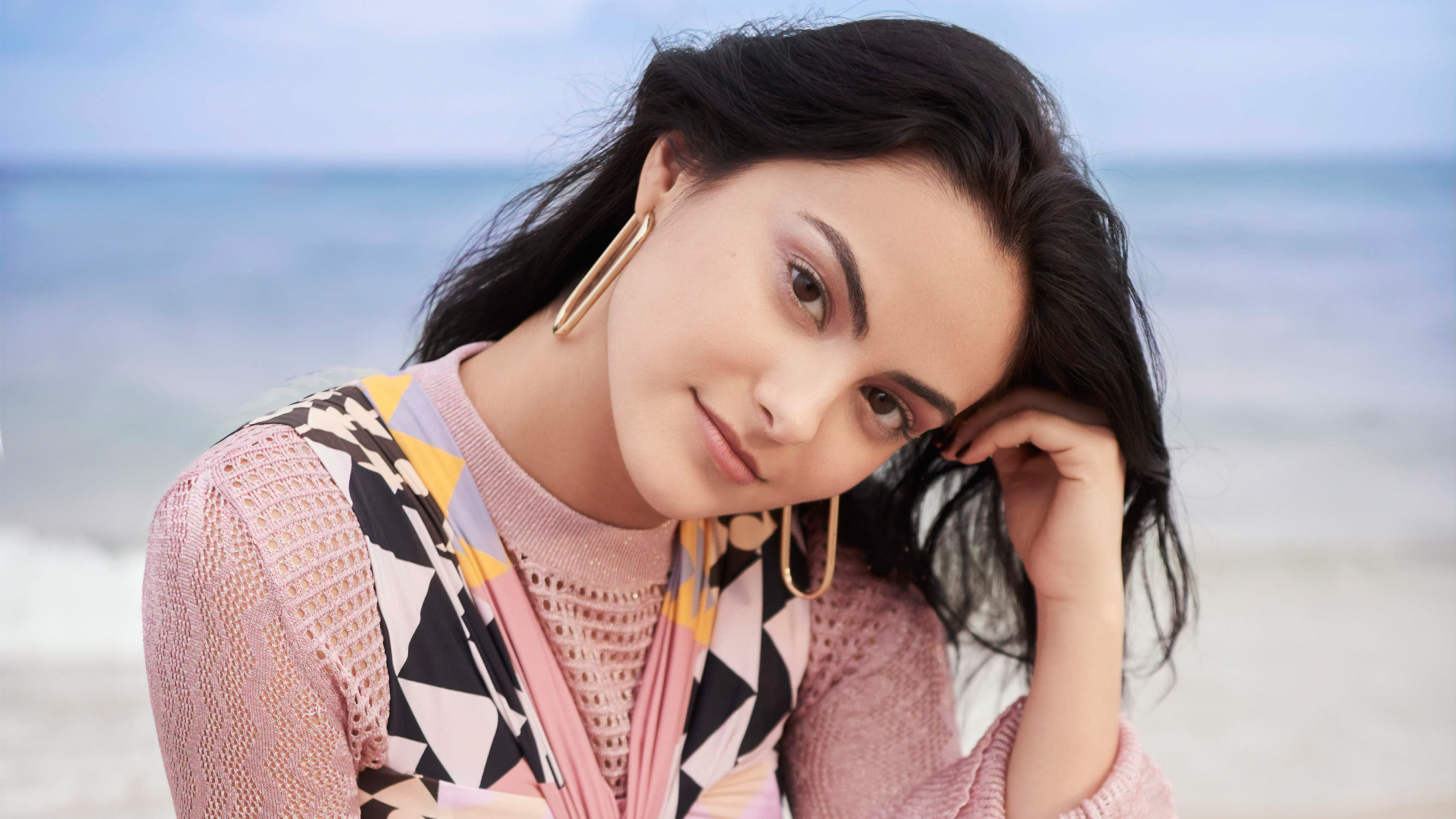 Camila Mendes on a beach HD Wallpaper