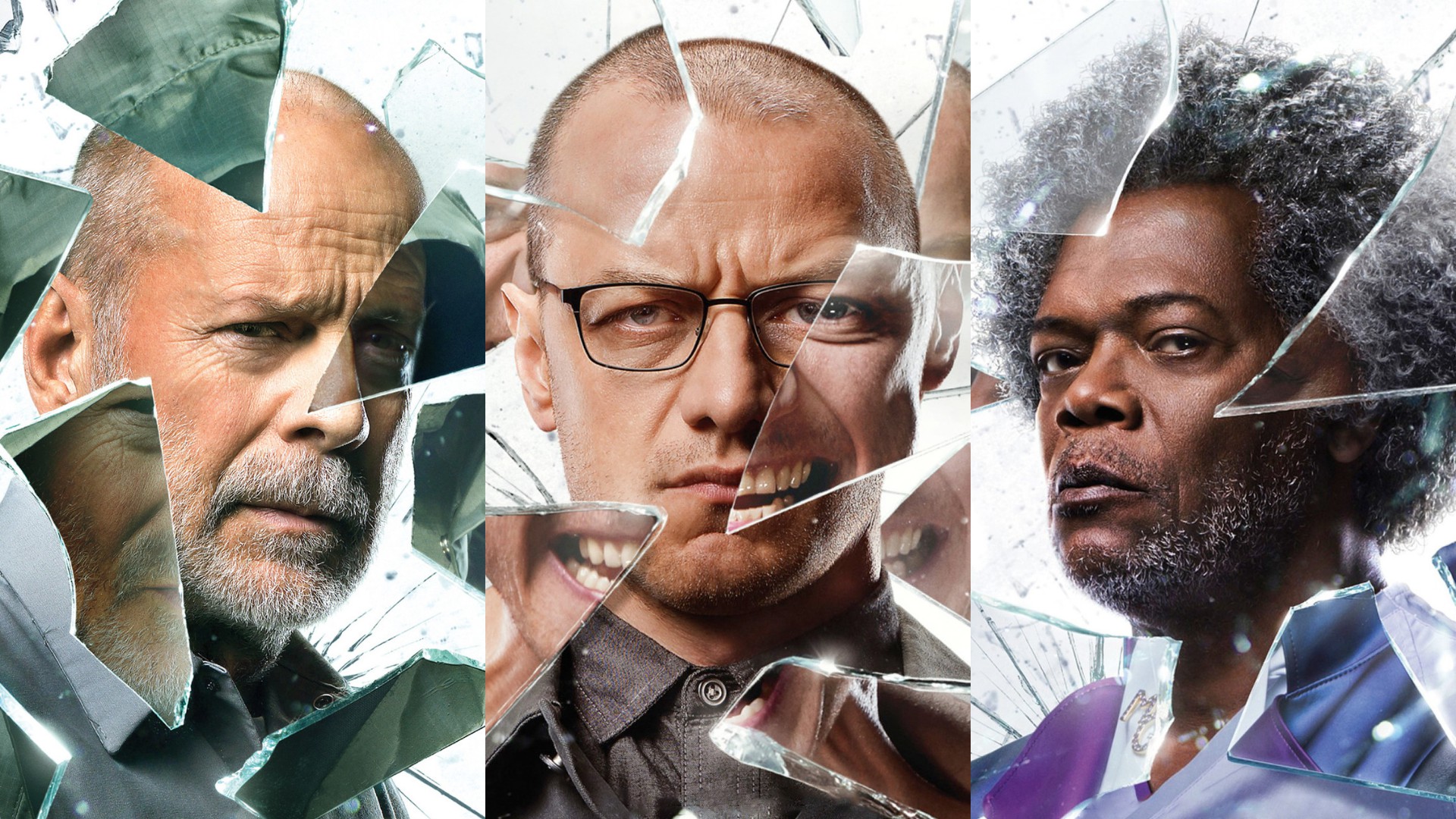 Glass: Bruce Willis, James McAvoy, Samuel L. Jackson HD Wallpaper