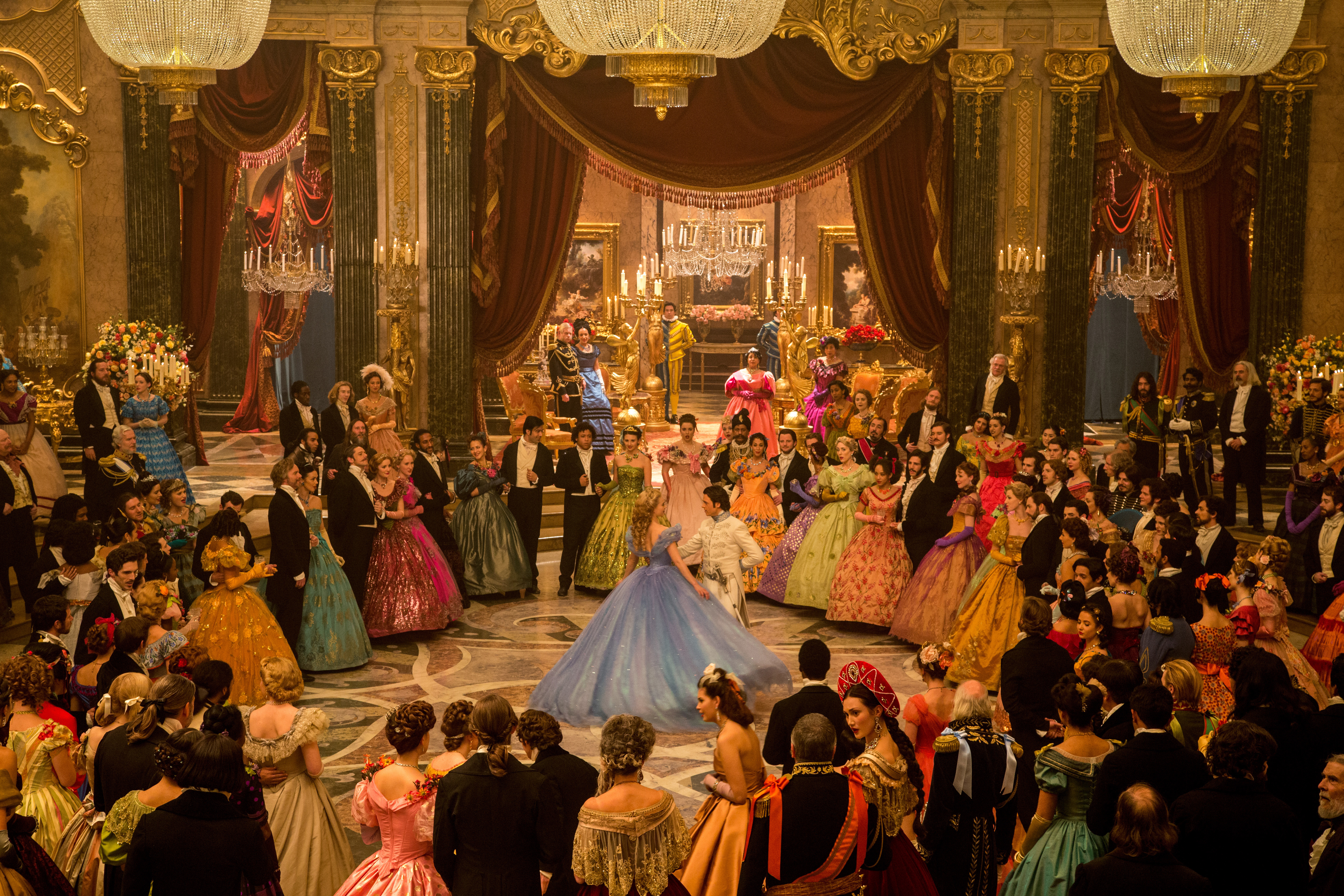 Lily James in a ballroom HD Wallpaper