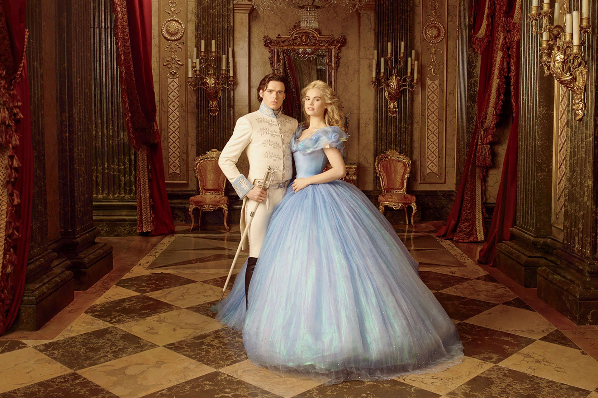 Cinderella and Prince Charming in a ballroom HD Wallpaper