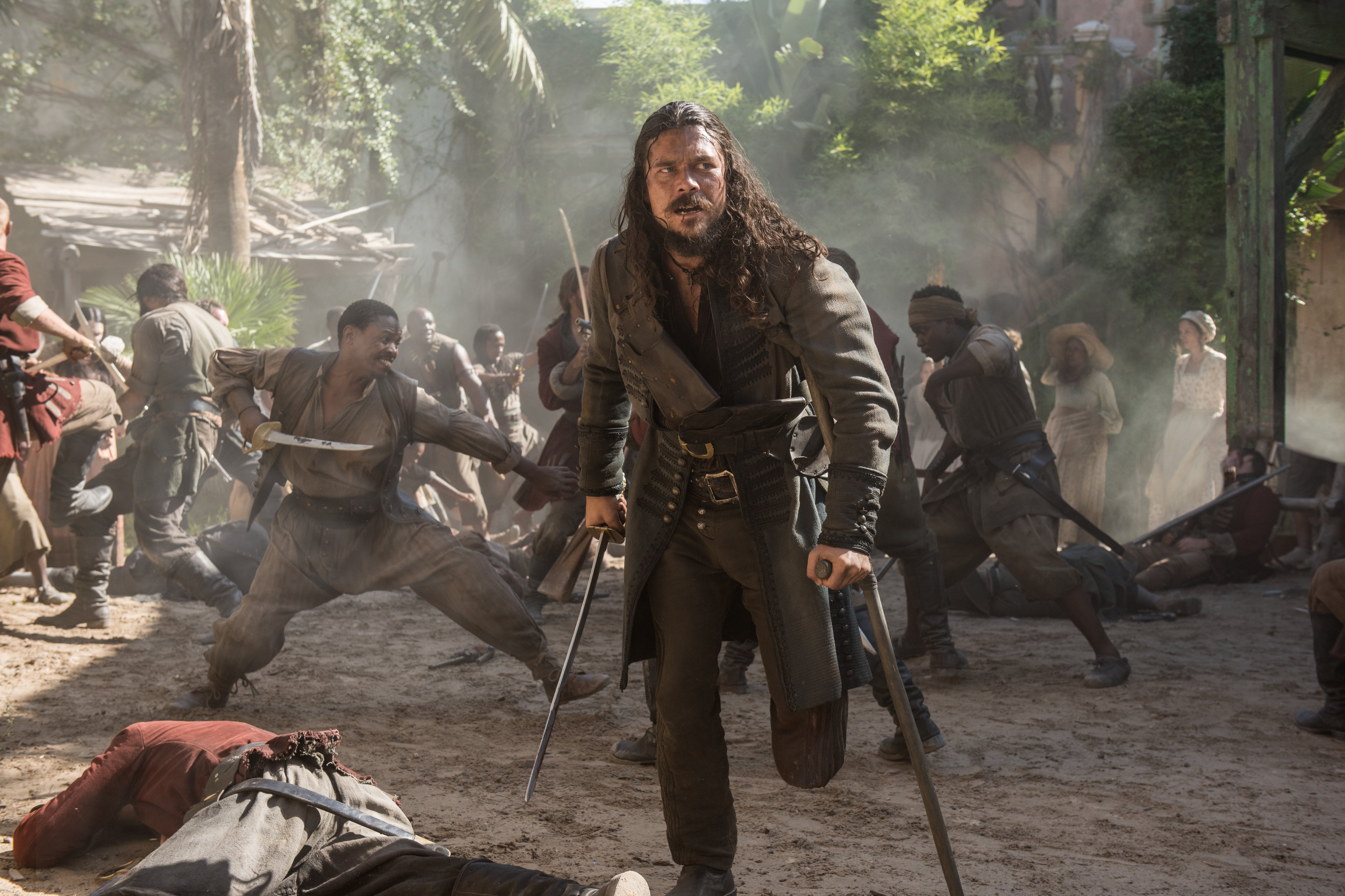 John Silver from Black Sails in a fight HD Wallpaper