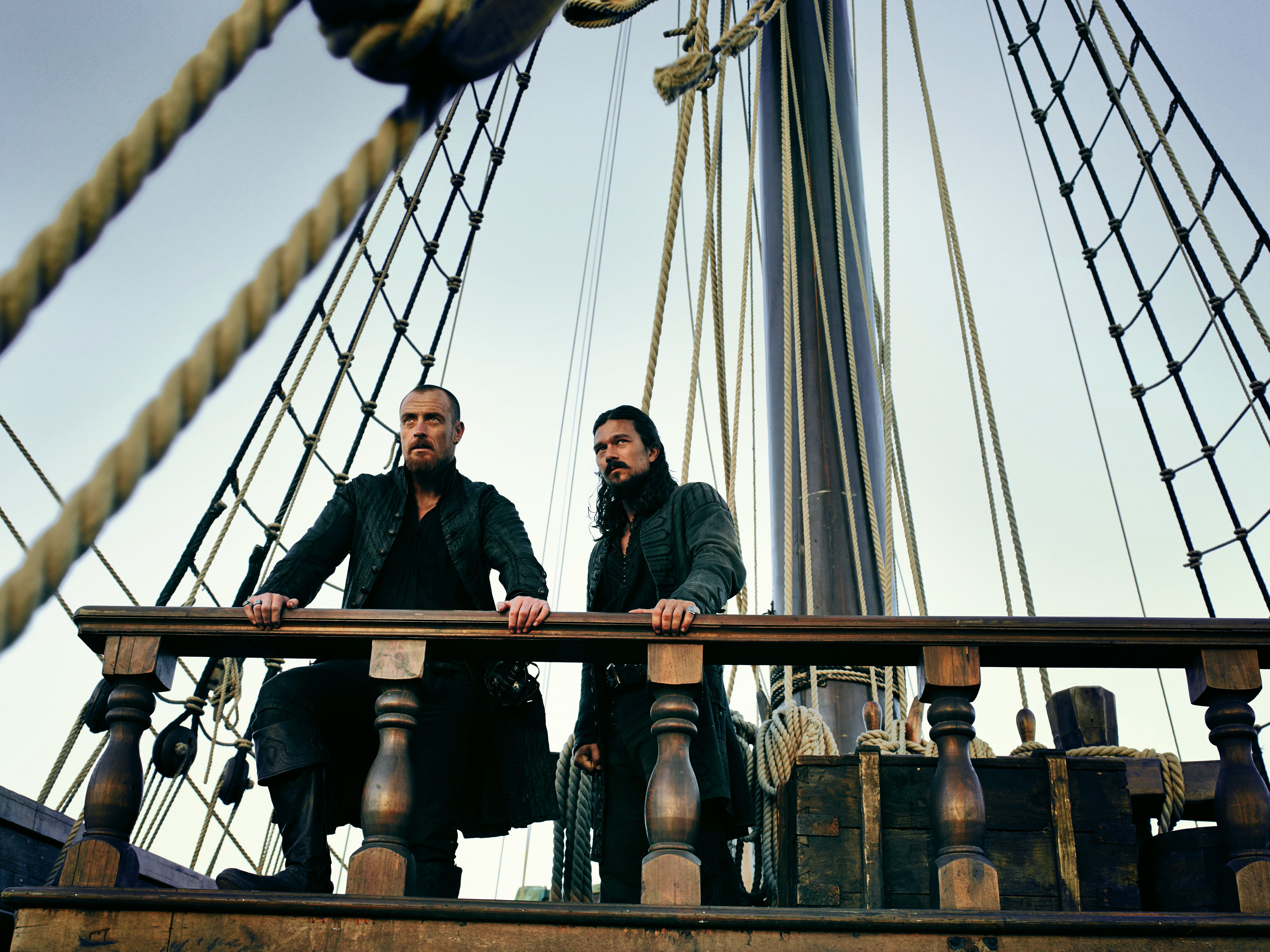 Two men on a pirate ship HD Wallpaper