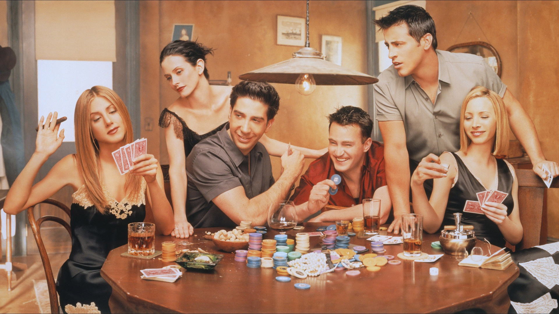 Friends cast playing poker HD Wallpaper