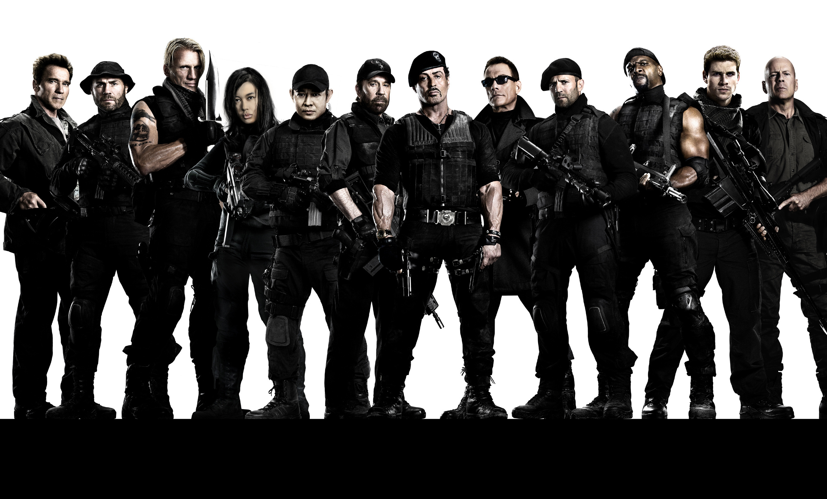 The Expendables cast posing with weapons HD Wallpaper