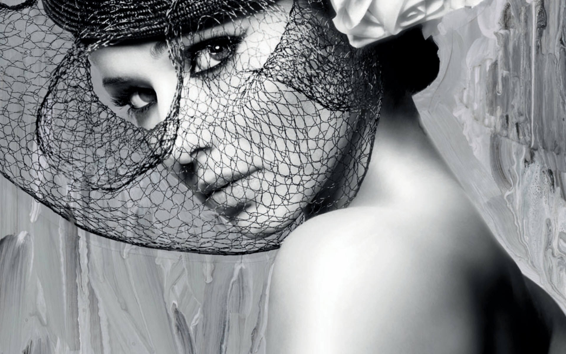 Woman in hat and veil HD Wallpaper