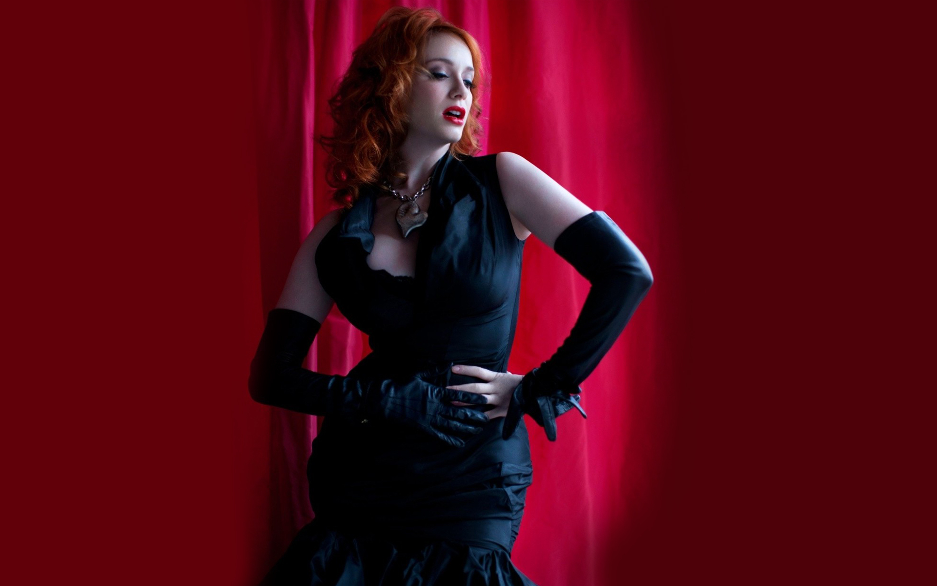 Christina Hendricks in Black Dress HD Wallpaper