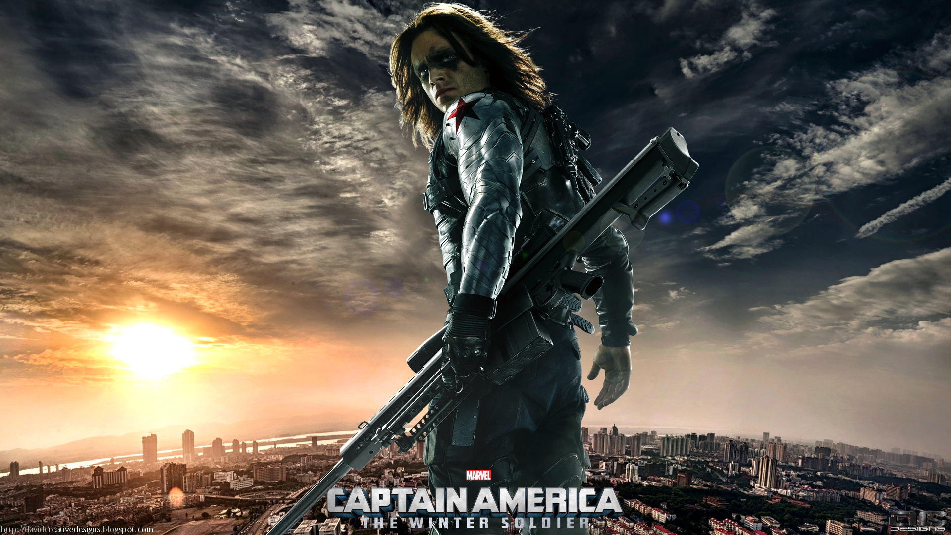 Captain America The Winter Soldier with Sniper Rifle HD Wallpaper