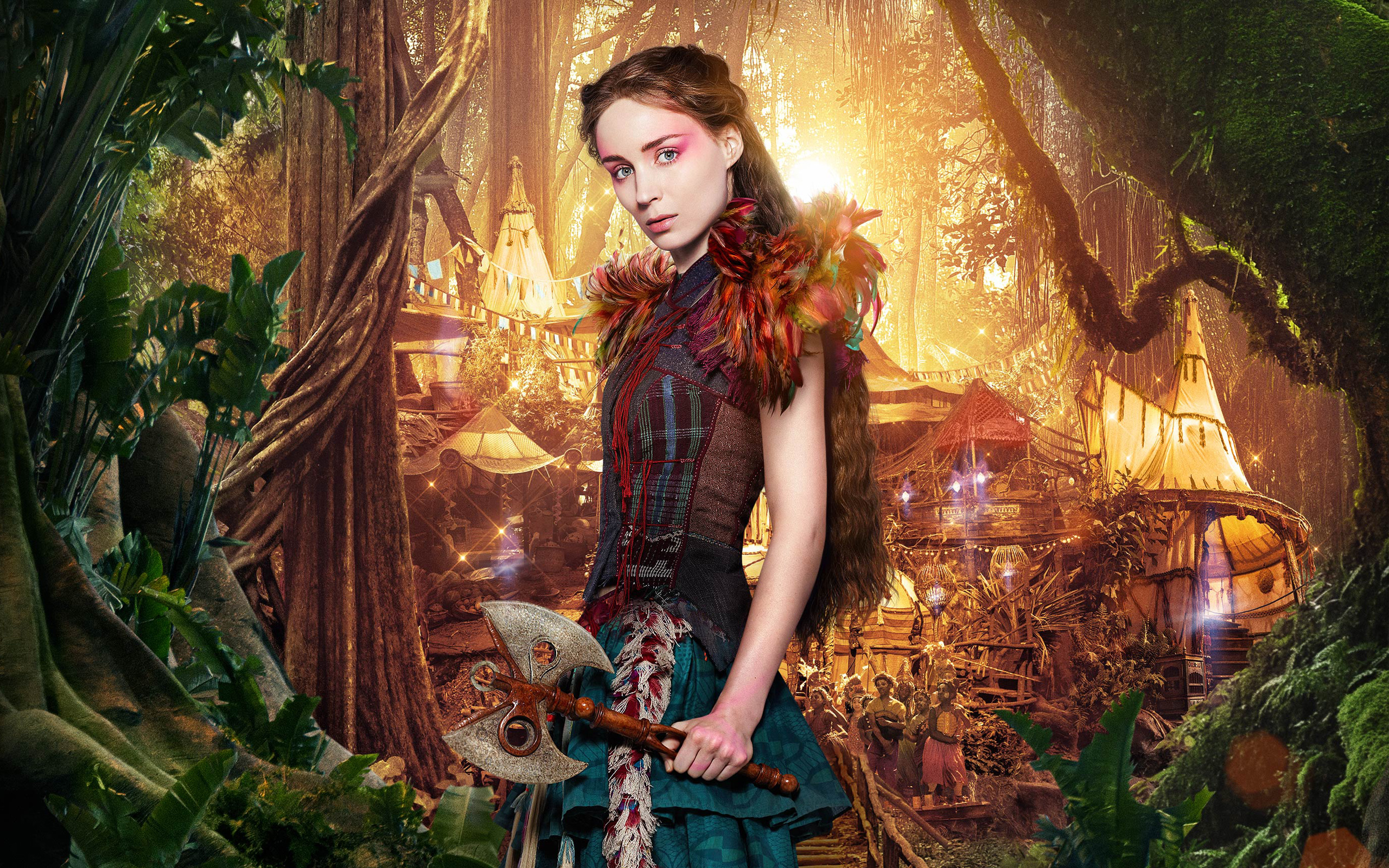 Rooney Mara in a fantasy forest village HD Wallpaper