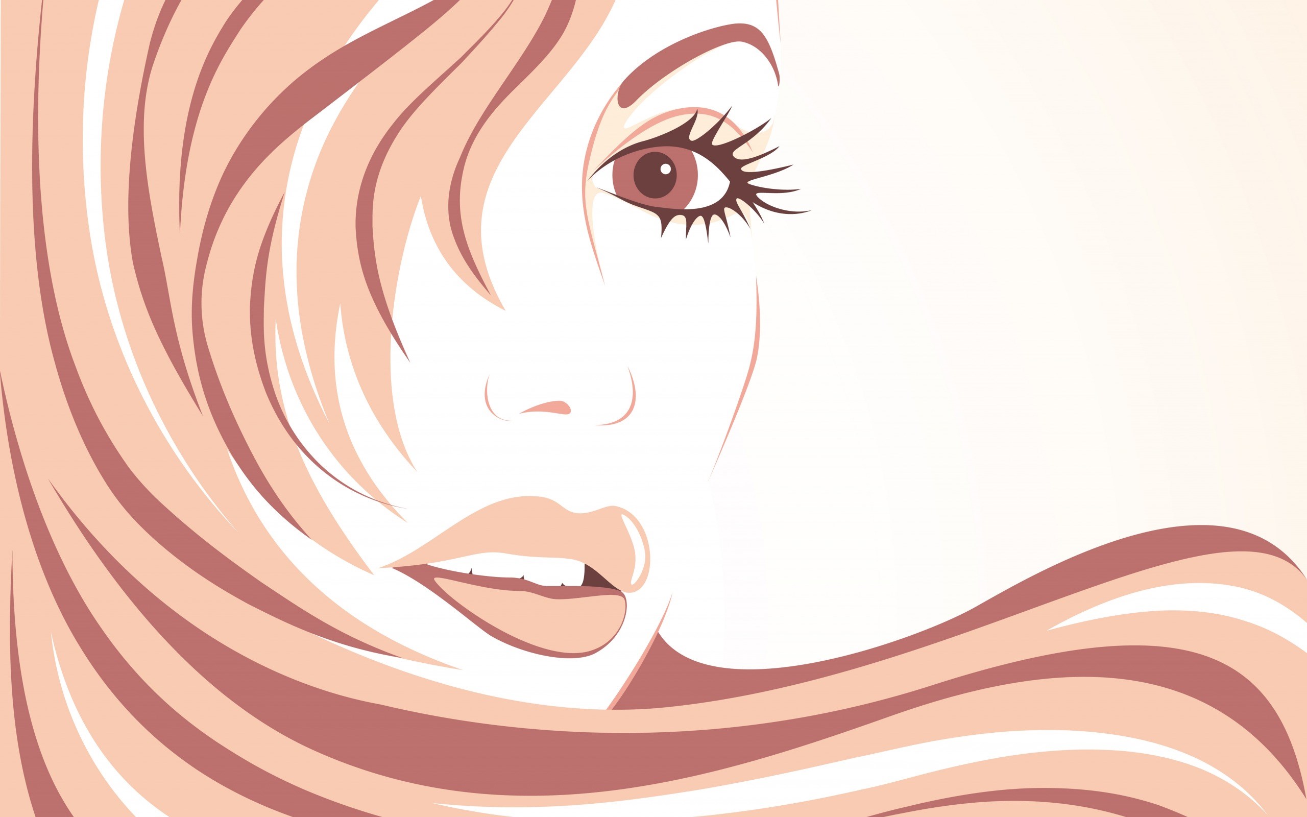 Stylized illustration of a woman's face with flowing hair HD Wallpaper